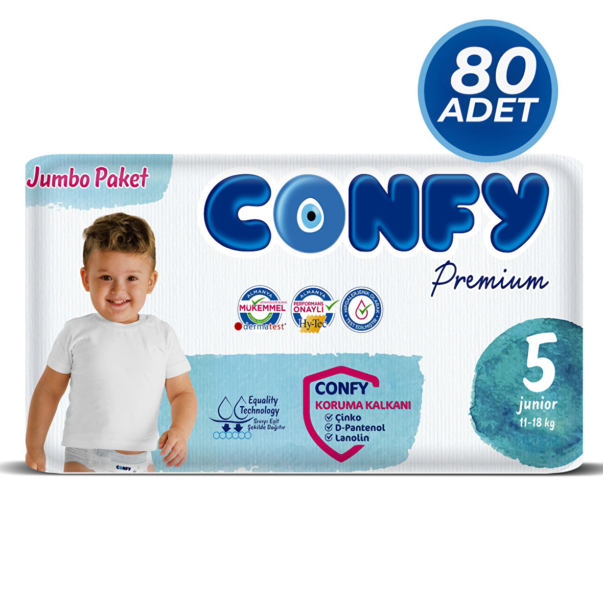 Confy Premium 5 Numara Bebek Bezi Junior 11 - 18 KG 80 Adet