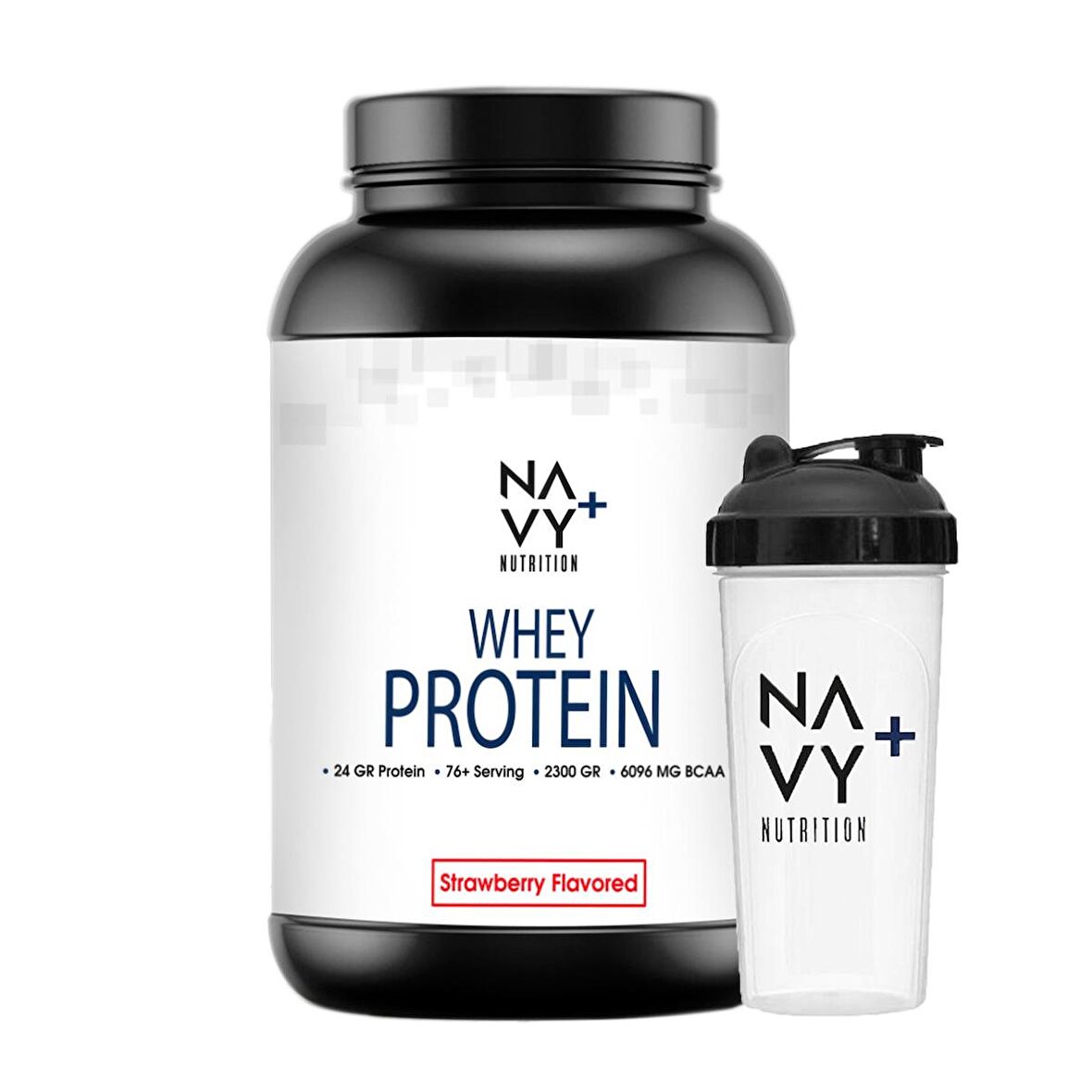 Navy Plus 2 Adet 2300 GR Whey Protein Tozu Çilek Aromalı + Shaker