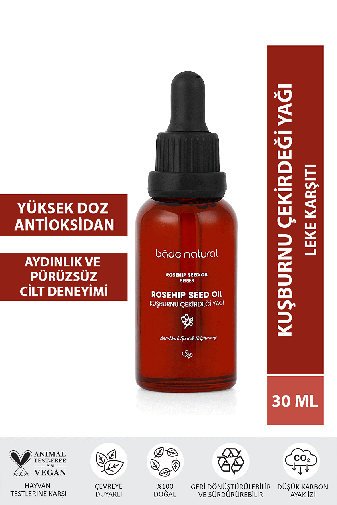 Bade Natural  Yaşlanma Karşıtı Kuşburnu Çekirdeği Yağı 30 Yaş + Gece-Gündüz Yüz ve Boyun Serumu 50 ml 