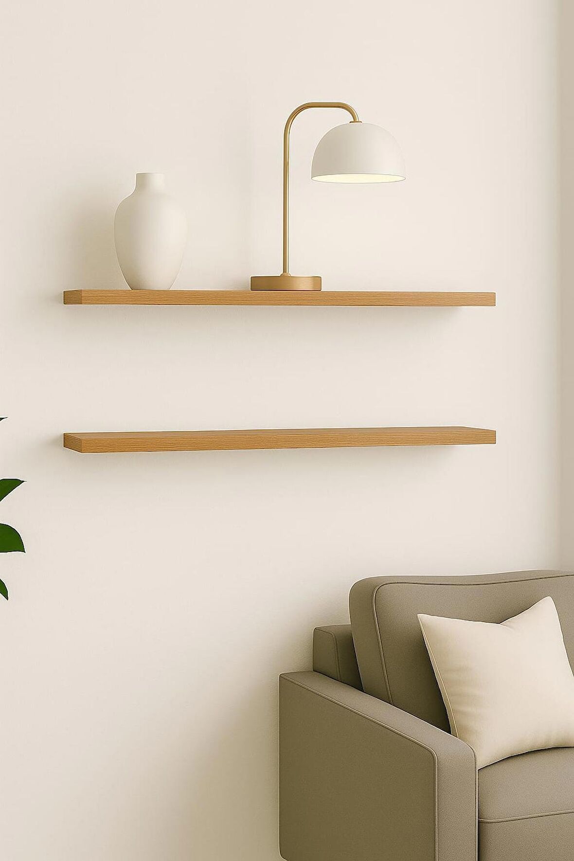 50 Cm Ikili Safir Meşe Mdf Uçan Duvar Rafı Gizli Bağlantı Kitaplık