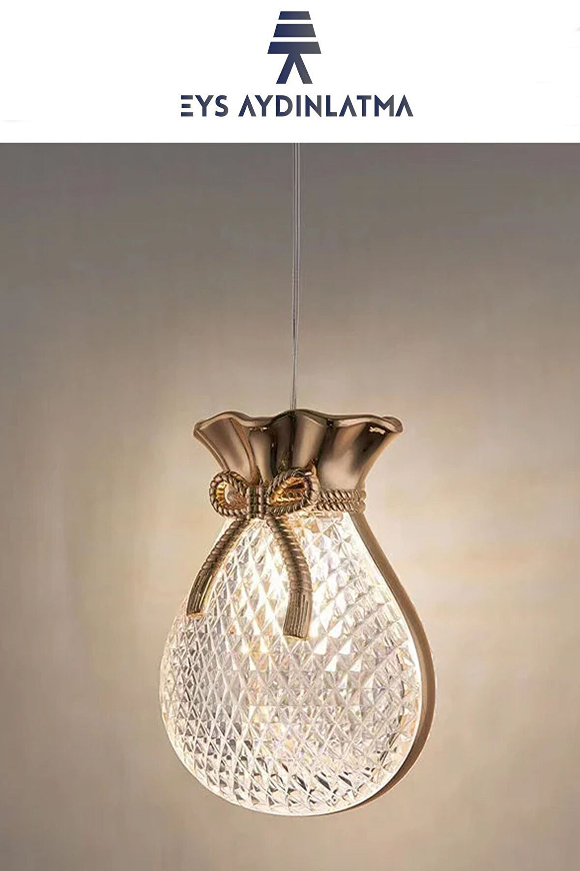 Modern Elegance Luxury Sarkıt Kristal Camlı Led Avize Gold Yatak Başı Sarkıt Avize