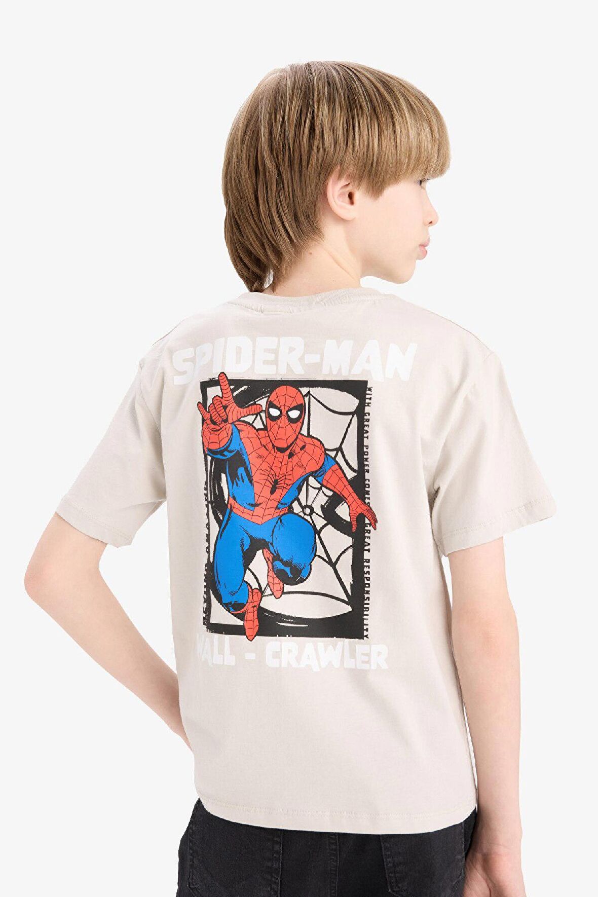 DeFacto Erkek Çocuk Marvel Spiderman Bisiklet Yaka Kısa Kollu Tişört D9570A825SMGR503