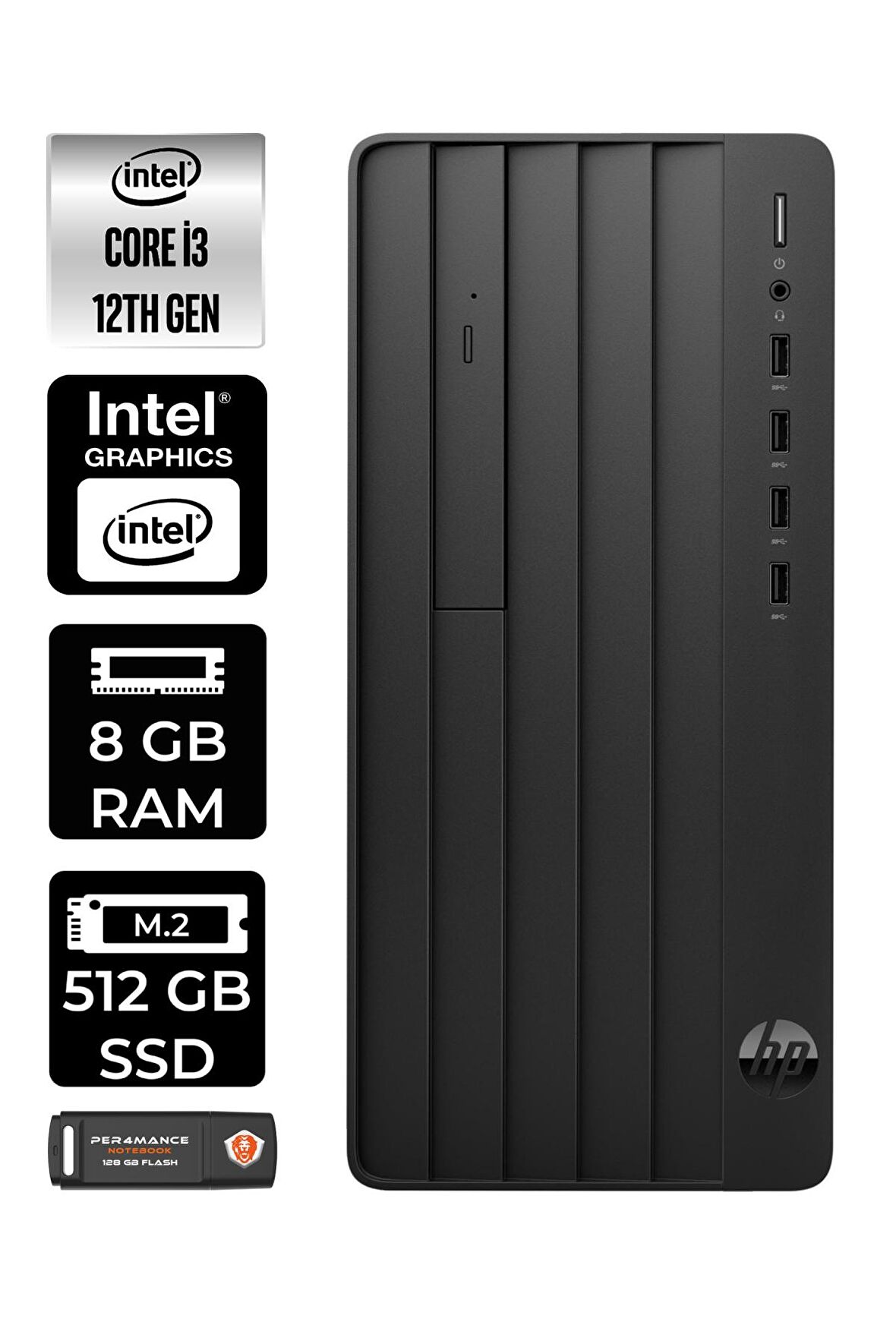 HP PRO TOWER 290 G9 i3 12100 8GB RAM 512GB RAM FDOS 6D3A1EA MASAÜSTÜ PC & PER4 BELLEK
