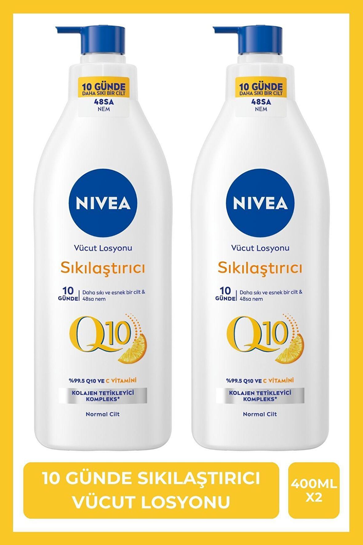 Nivea Q10 Sıkılaştırıcı Vücut Losyonu 4000ml, C Vitamini, Nemlendirici, Esnek Ve Elastik Cilt, X2 Adet