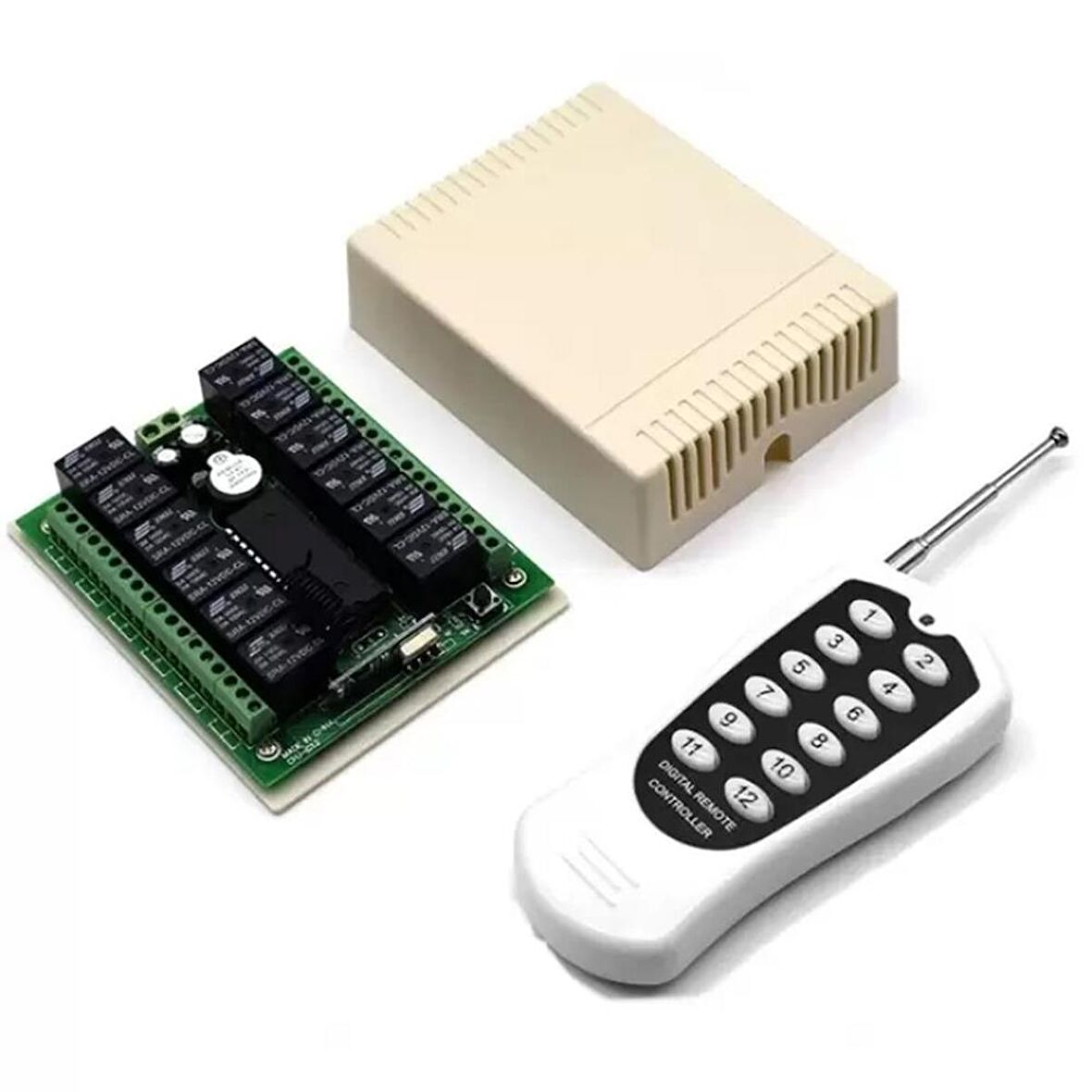 12V 433MHz 12 Kanallı Kablosuz Kumandalı RF Alıcılı Röle Modülü (Kutulu)