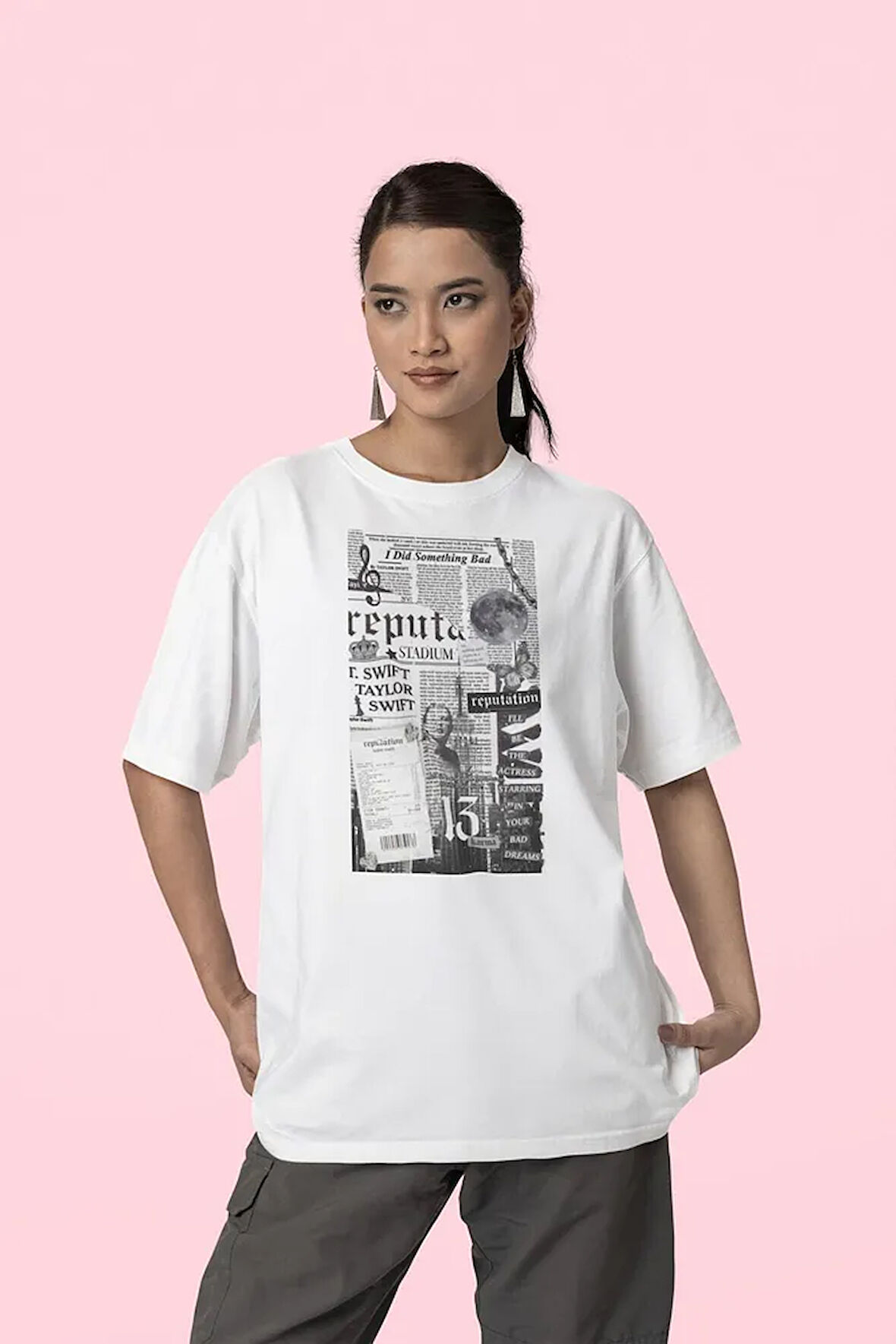 I Did Something Bad Taylor Swift Baskılı Unisex Oversize Tişört