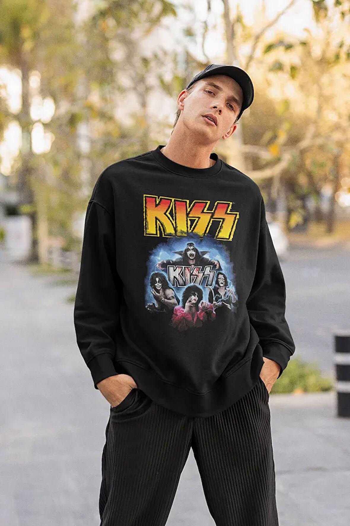 Kiss Rock Metal Müzik Grubu Baskılı Unisex Oversize Sweatshirt