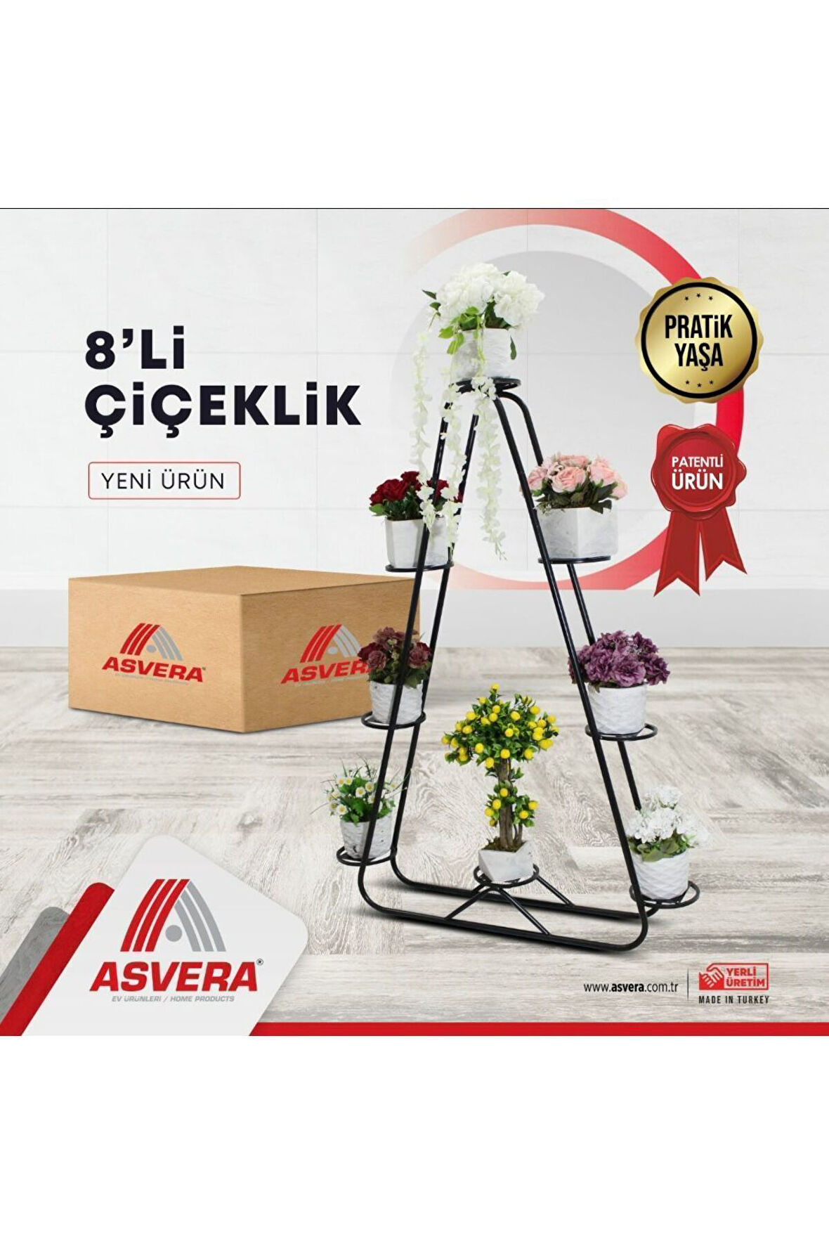 ASVERA 8'lİ Metal Portatif Çiçeklikleri - Çiçek Standı