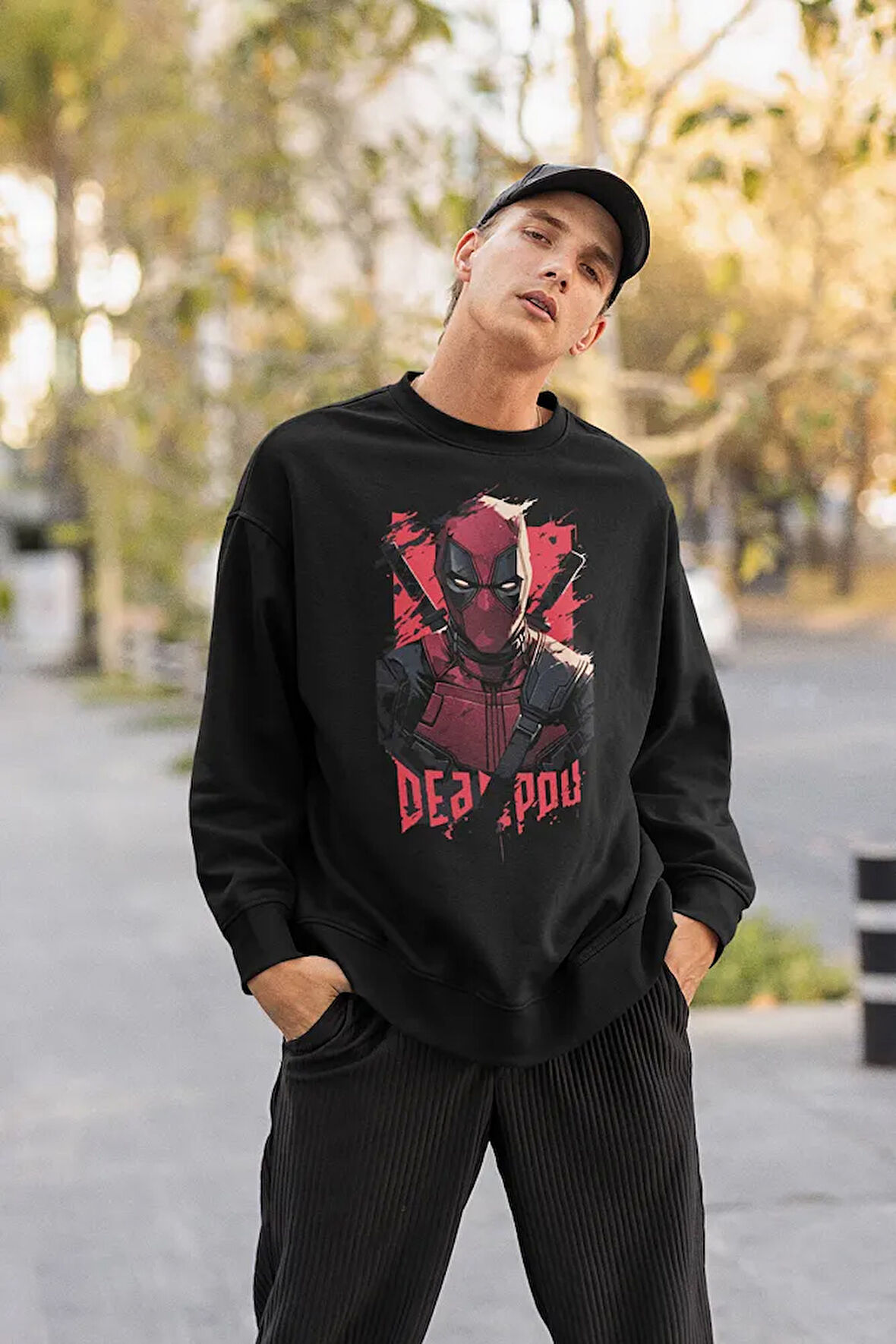 Tasarım Deadpool Baskılı Unisex Oversize Dc Karakter Sweatshirt