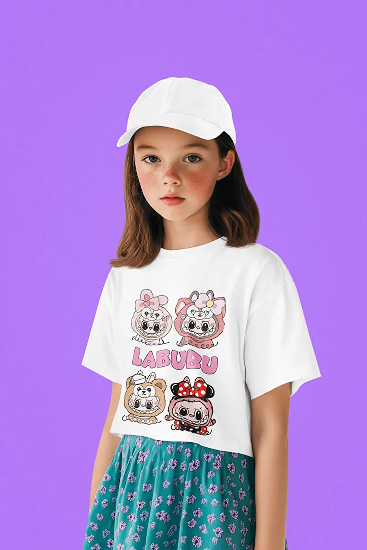 Labubu Baskılı Unisex Çizgi Film Çocuk Tişört (1-12 Yaş)