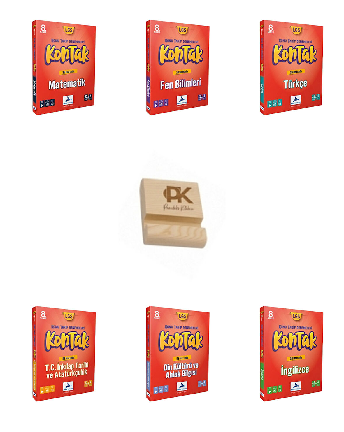 Paraf LGS 8. Sınıf Kontak Tüm Dersler Haftalık Konu Takip Denemeleri 6lı Set + Telefon Standı