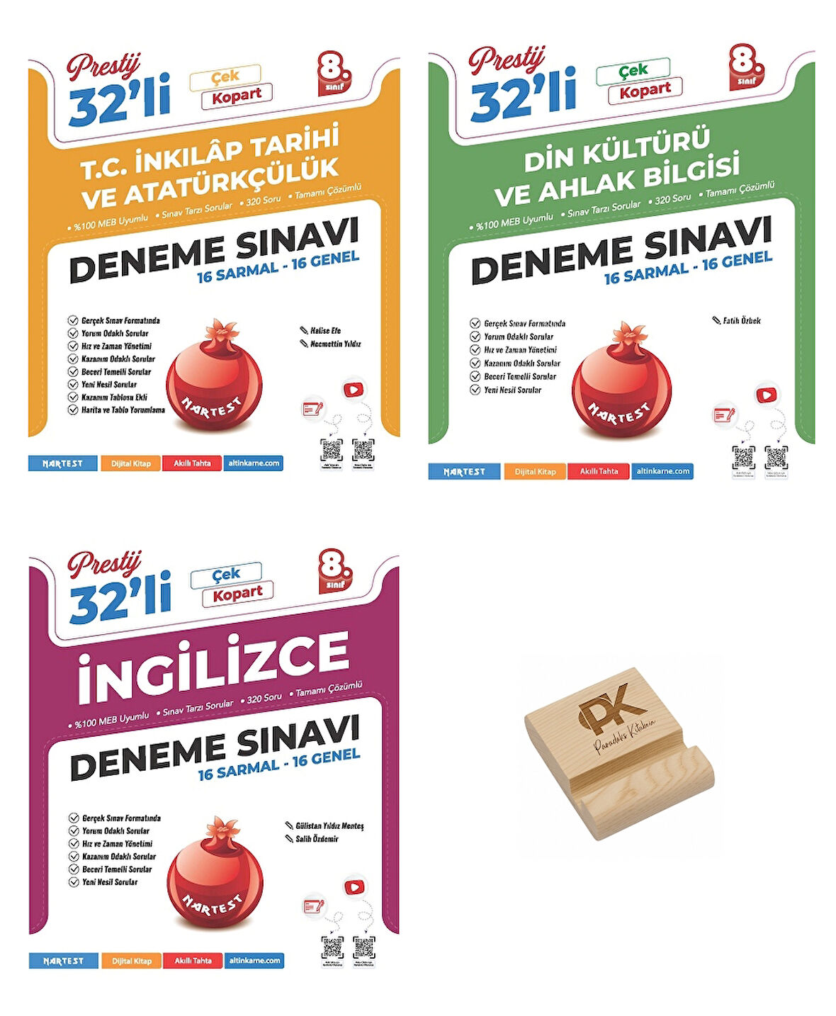Nartest LGS 8. Sınıf Prestij 32li İnkılap Din ve İngilizce Denemeleri + Telefon Standı