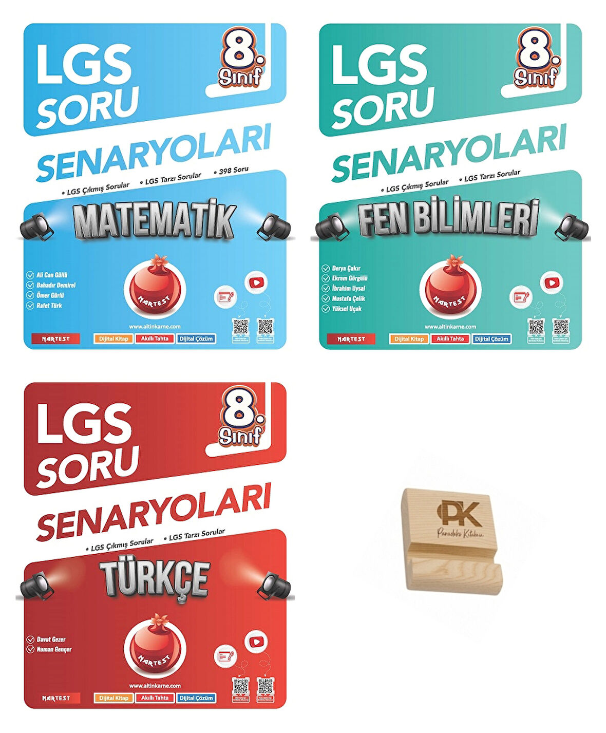 Nartest LGS 8. Sınıf Matematik Fen ve Türkçe Çıkmış Sorular 3lü Set + Telefon Standı
