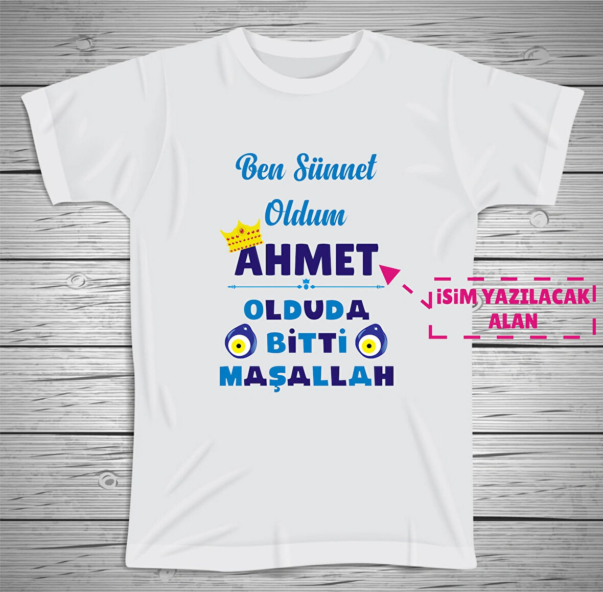 Sünnet Çocuklarına Özel Isim Baskılı Sünnet Tshirt,micro Polyester Terletmez Ter Tutmaz Kumaş