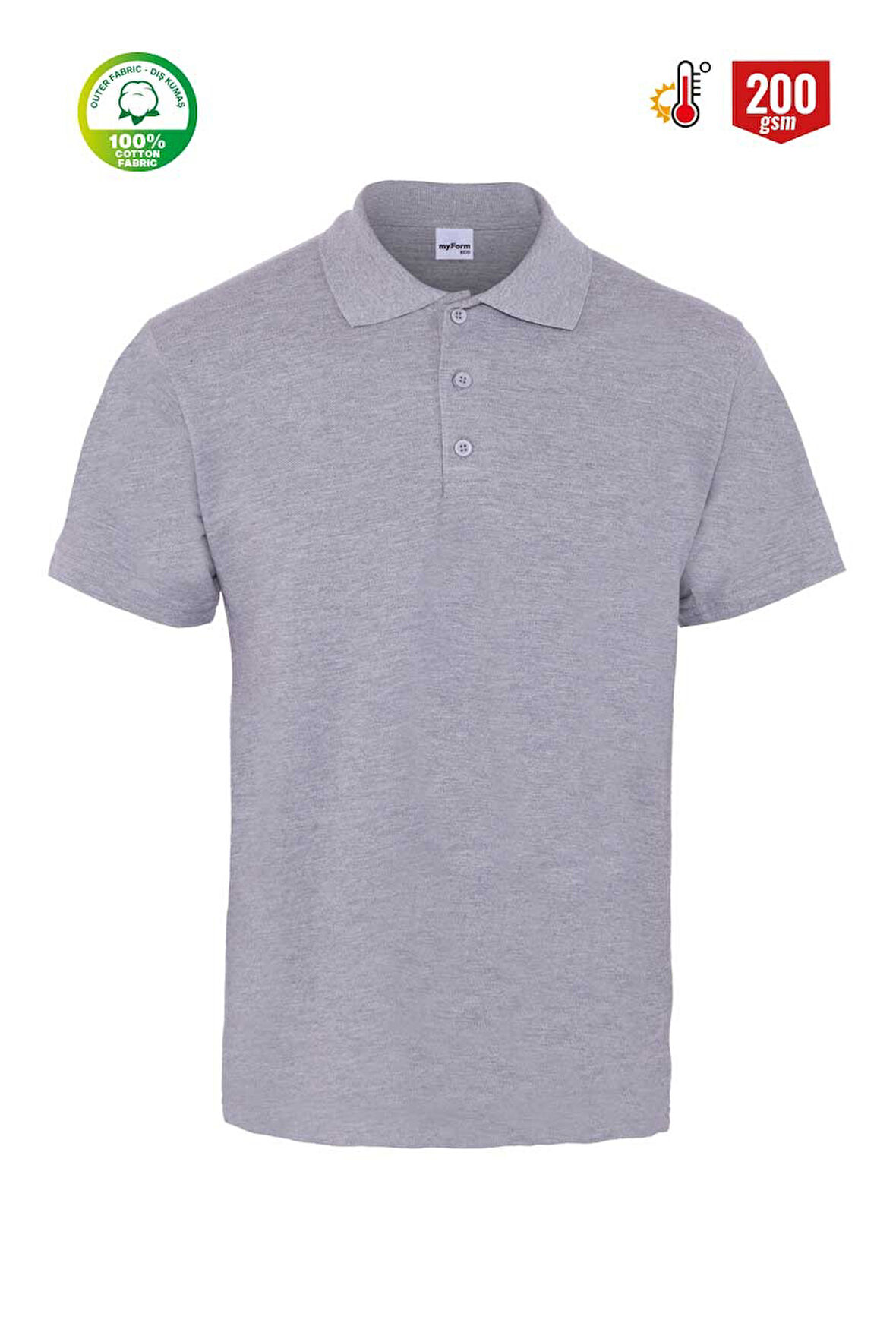 Myform 8101 Eco Polo Yaka Kısa Kol Gri T-Shırt