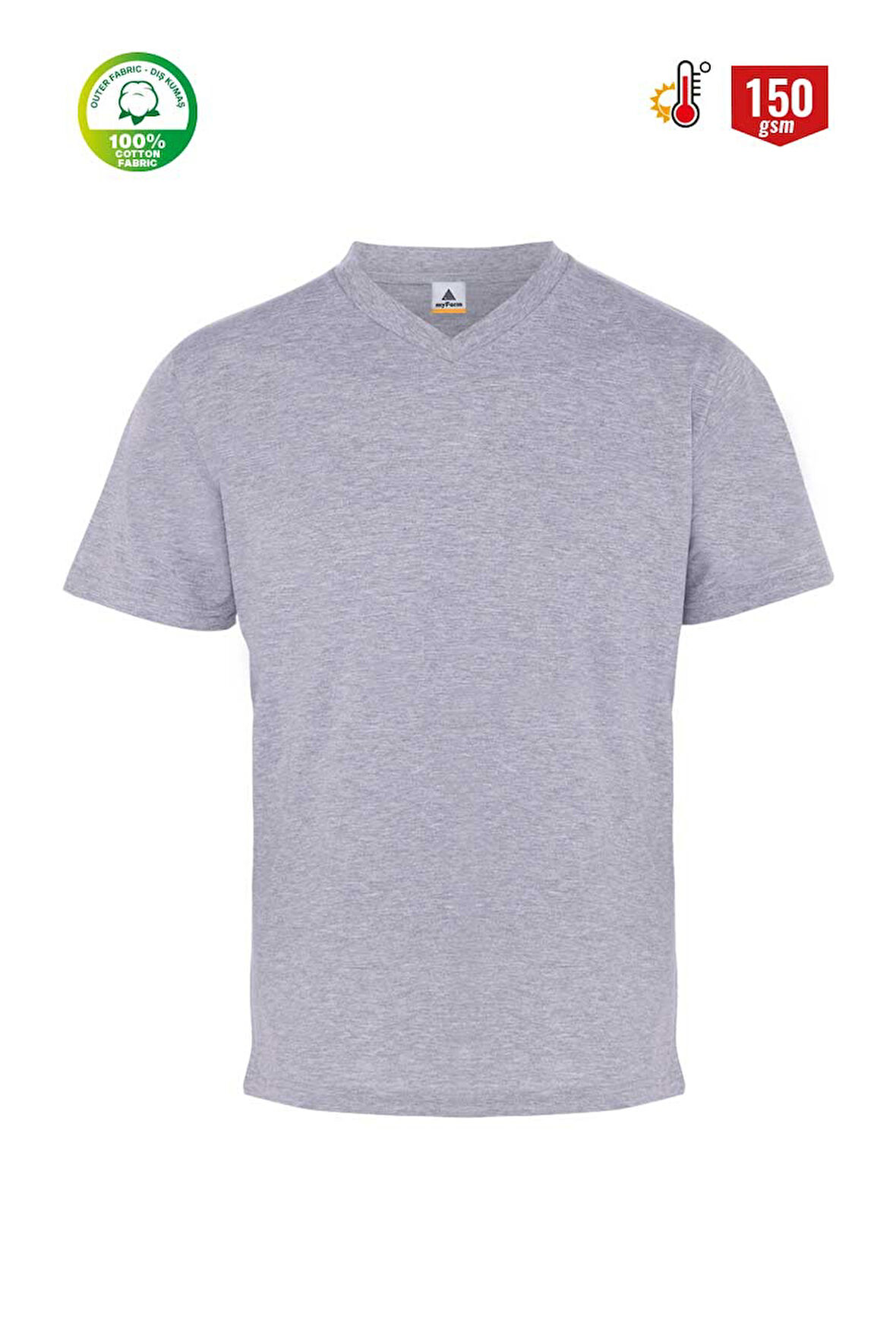 Myform 08129 T-Shırt Comfort V Yaka Supreme Gri