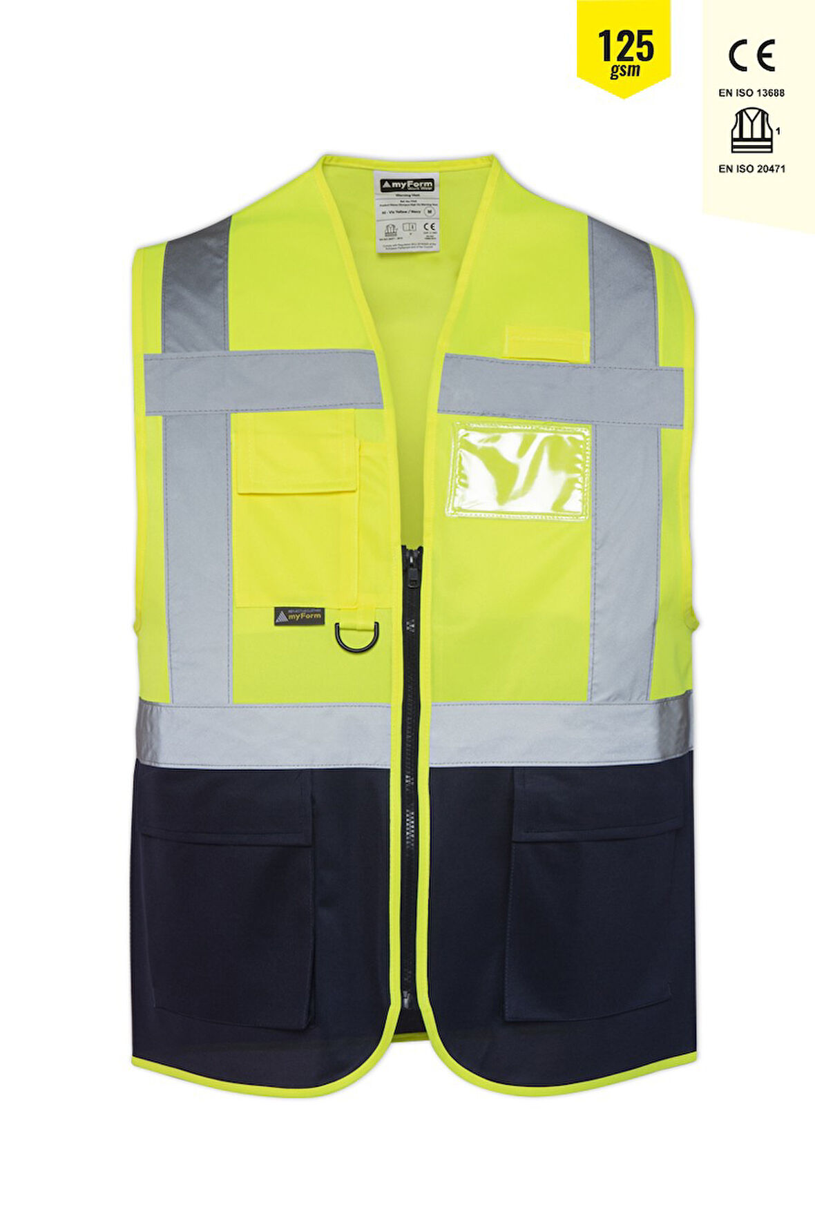 Myform 09145 Mühendis Yelek Sarı/Lacivert