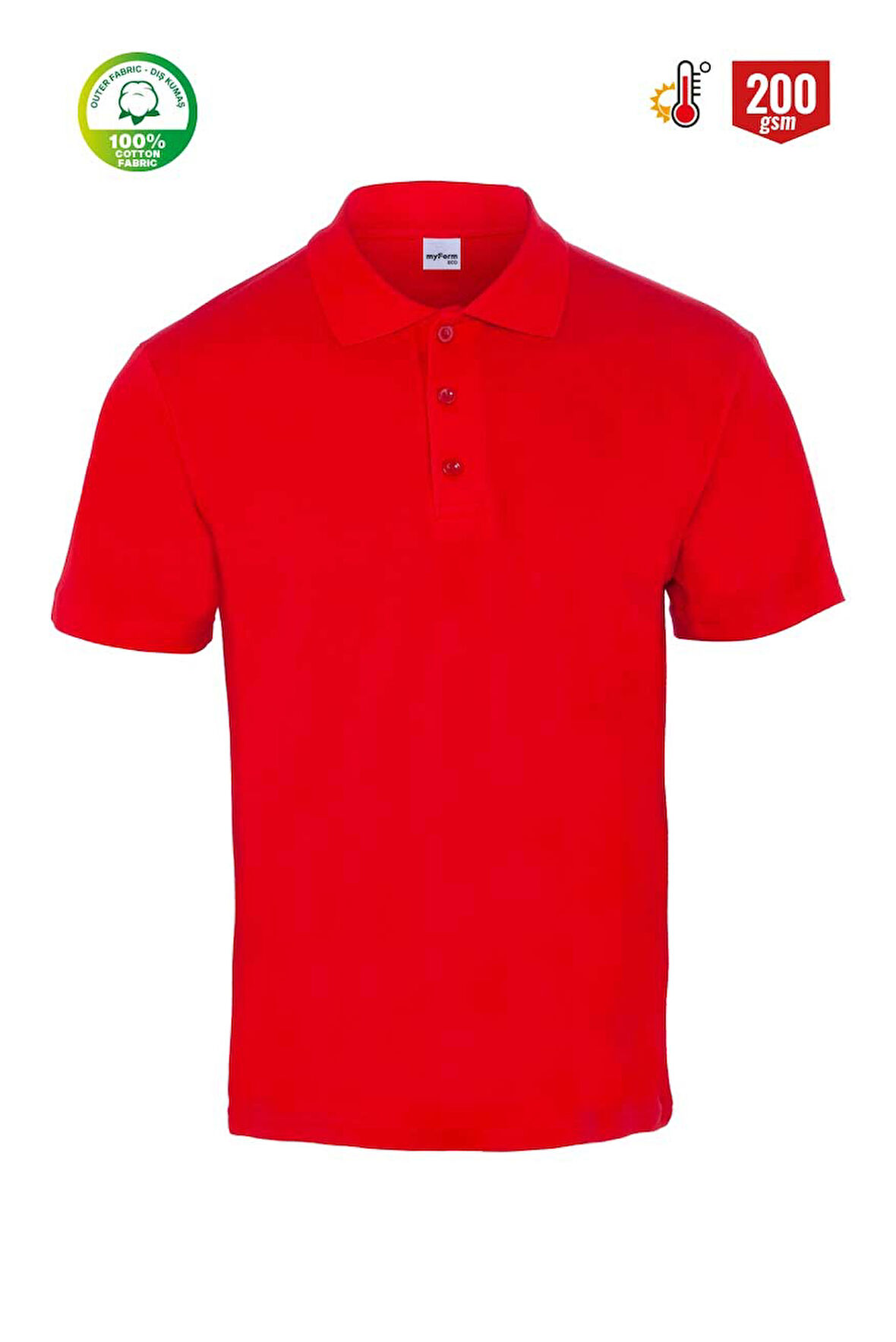 Myform 8101 Eco Polo Yaka Kısa Kol Kırmızı T-Shırt