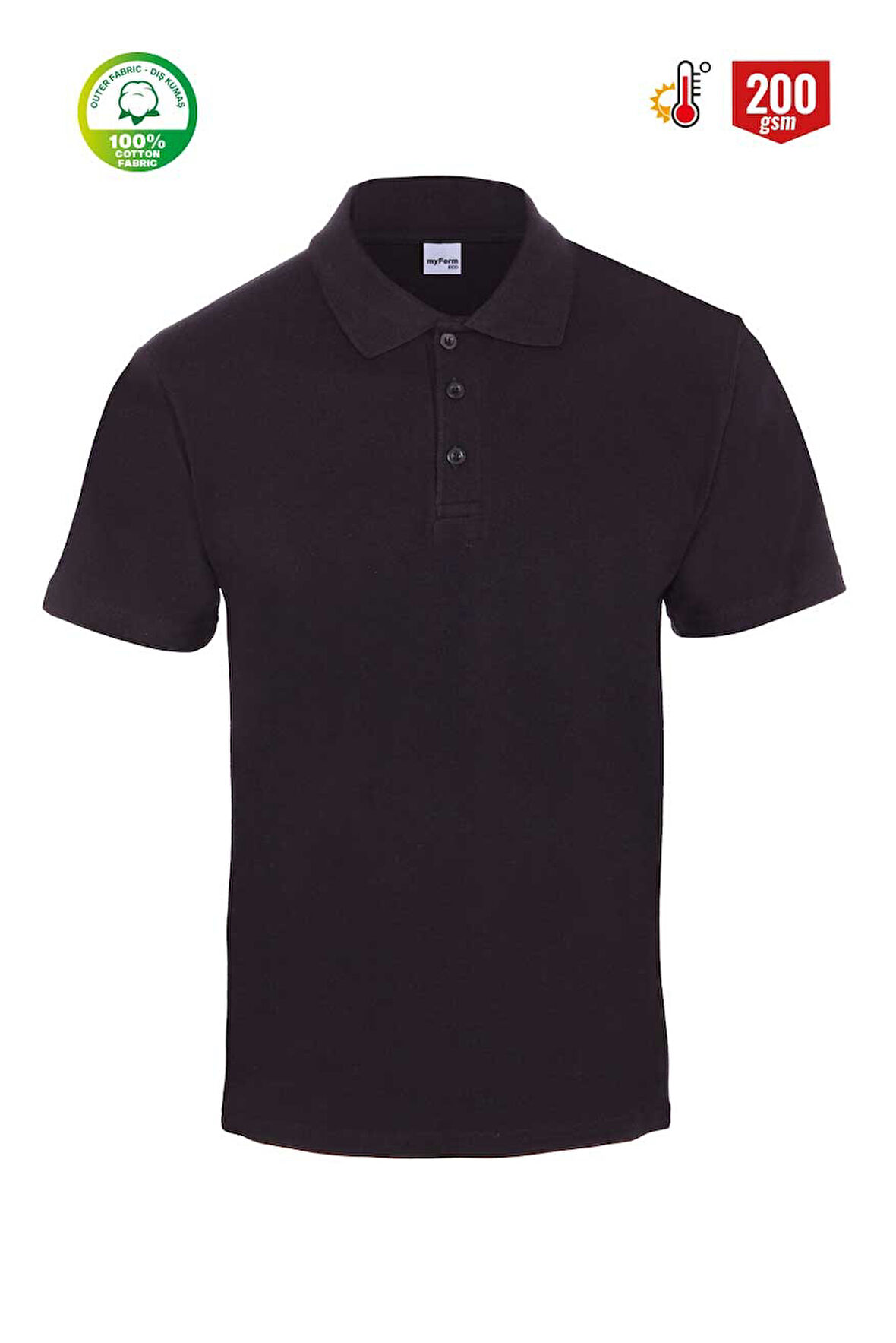 Myform 8101 Eco Polo Yaka Kısa Kol Siyah T-Shırt
