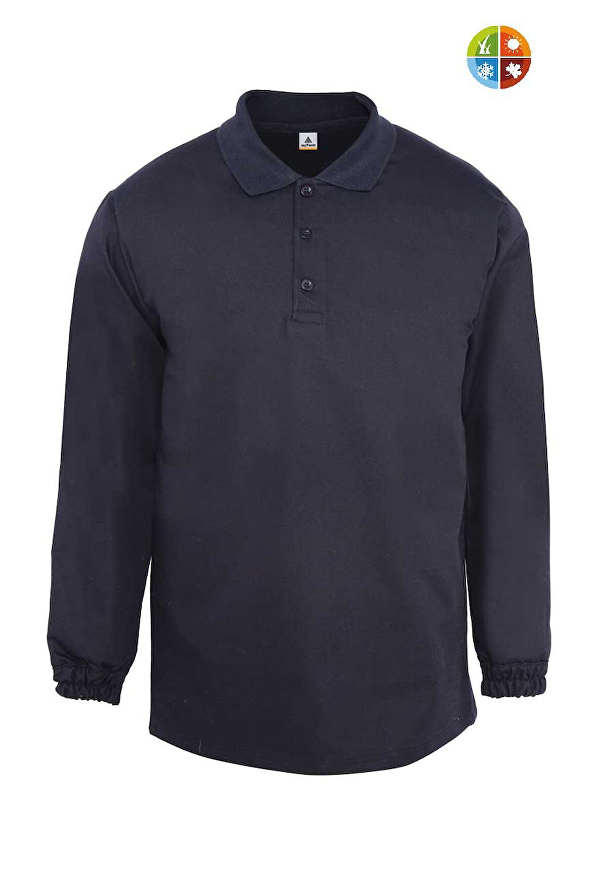 Myform 08108 T-Shirt Polo Uzun Kol Siyah Destekli