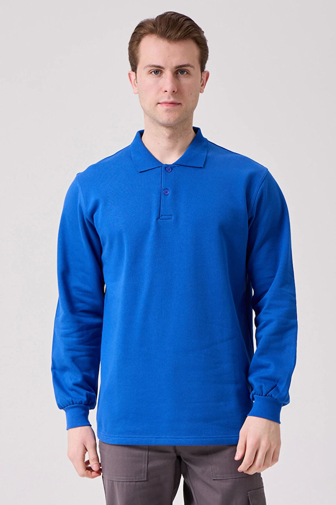 Galanthus Polo Sweat Erkek Uzun Kollu Pamuklu Sweatshirt İş ve Günlük Kullanım İçin