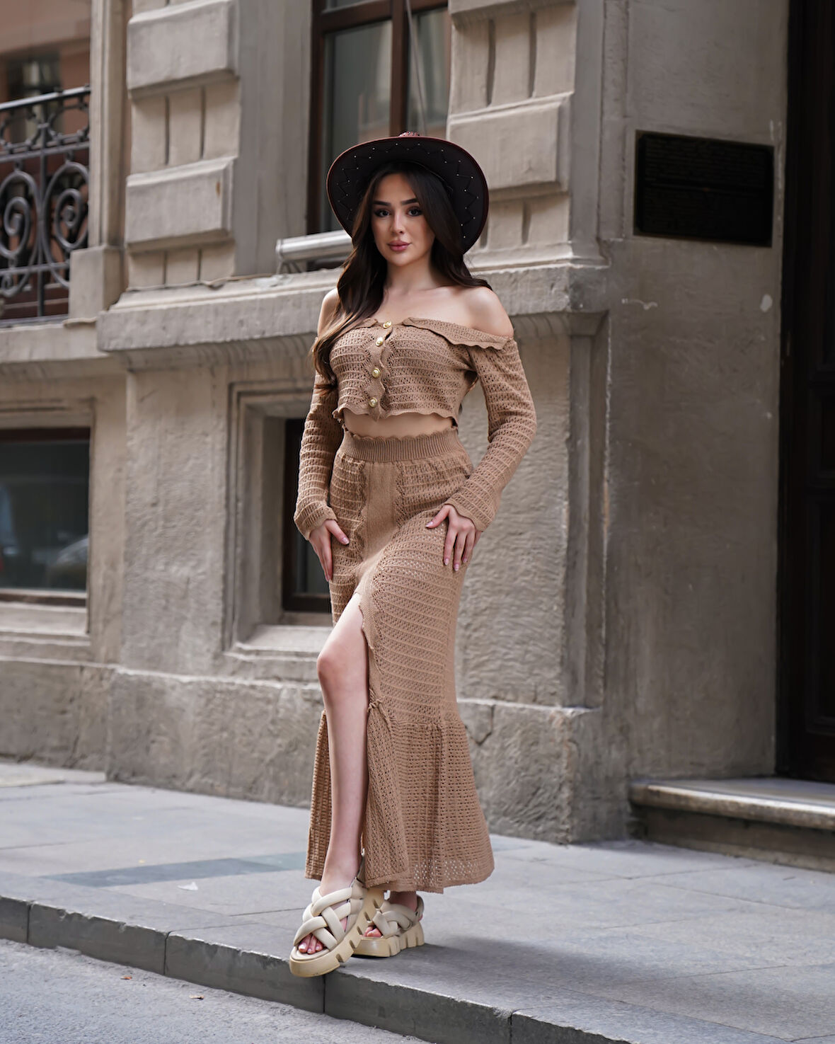 Kadın İkili Triko Büstiyer-Etek Takım 