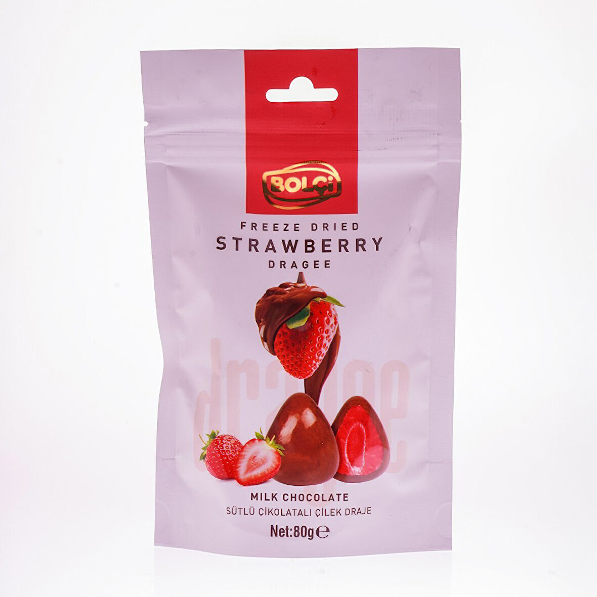 Bolçi̇ Sütlü Çi̇kolatalı Freeze Dried Çi̇lek Draje 80 Gr