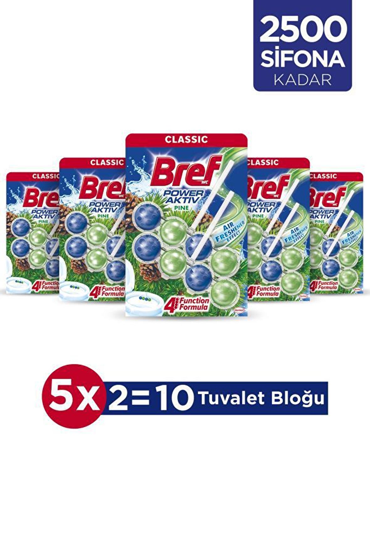 Bref WC Power Aktiv Duopack Katı Tuvalet Bloğu Çam, 5 x 2'li Paket