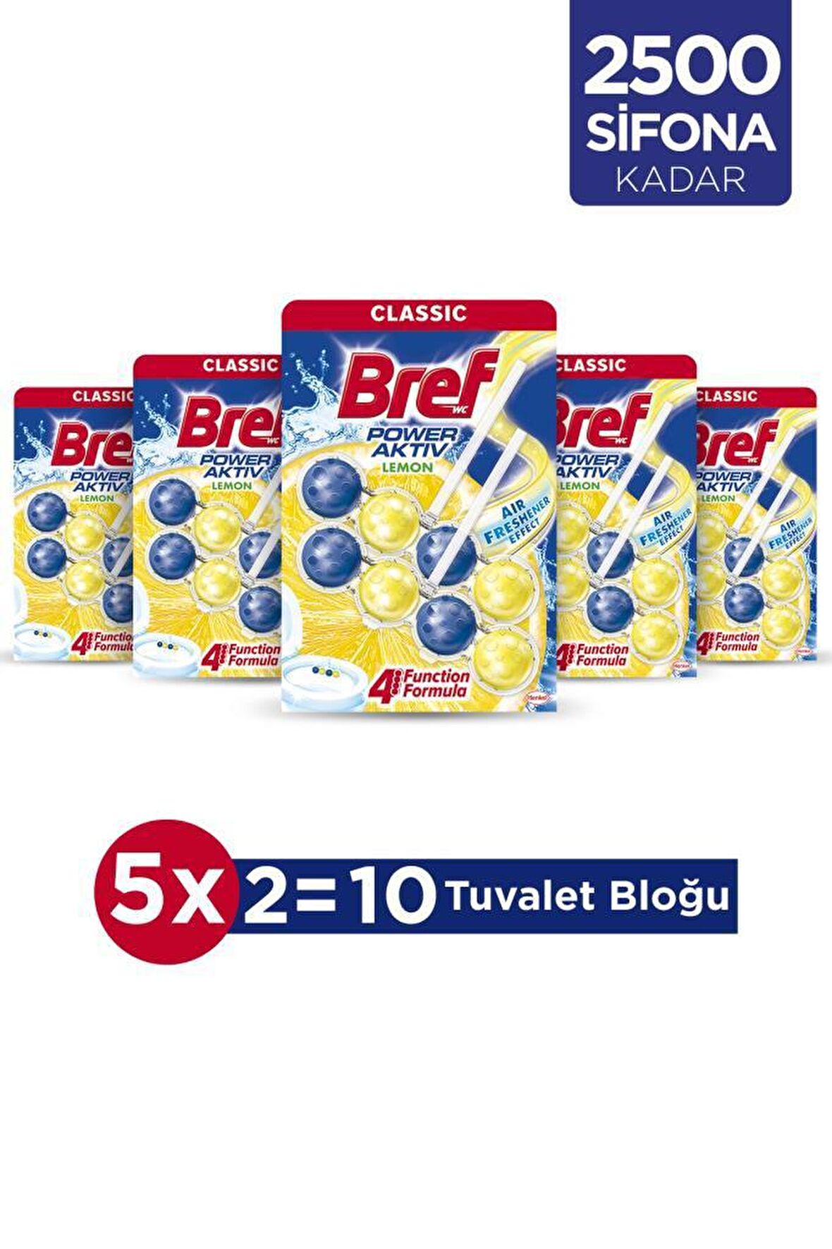 Bref WC Power Aktiv Duopack Katı Tuvalet Bloğu Limon, 5 x 2'li Paket