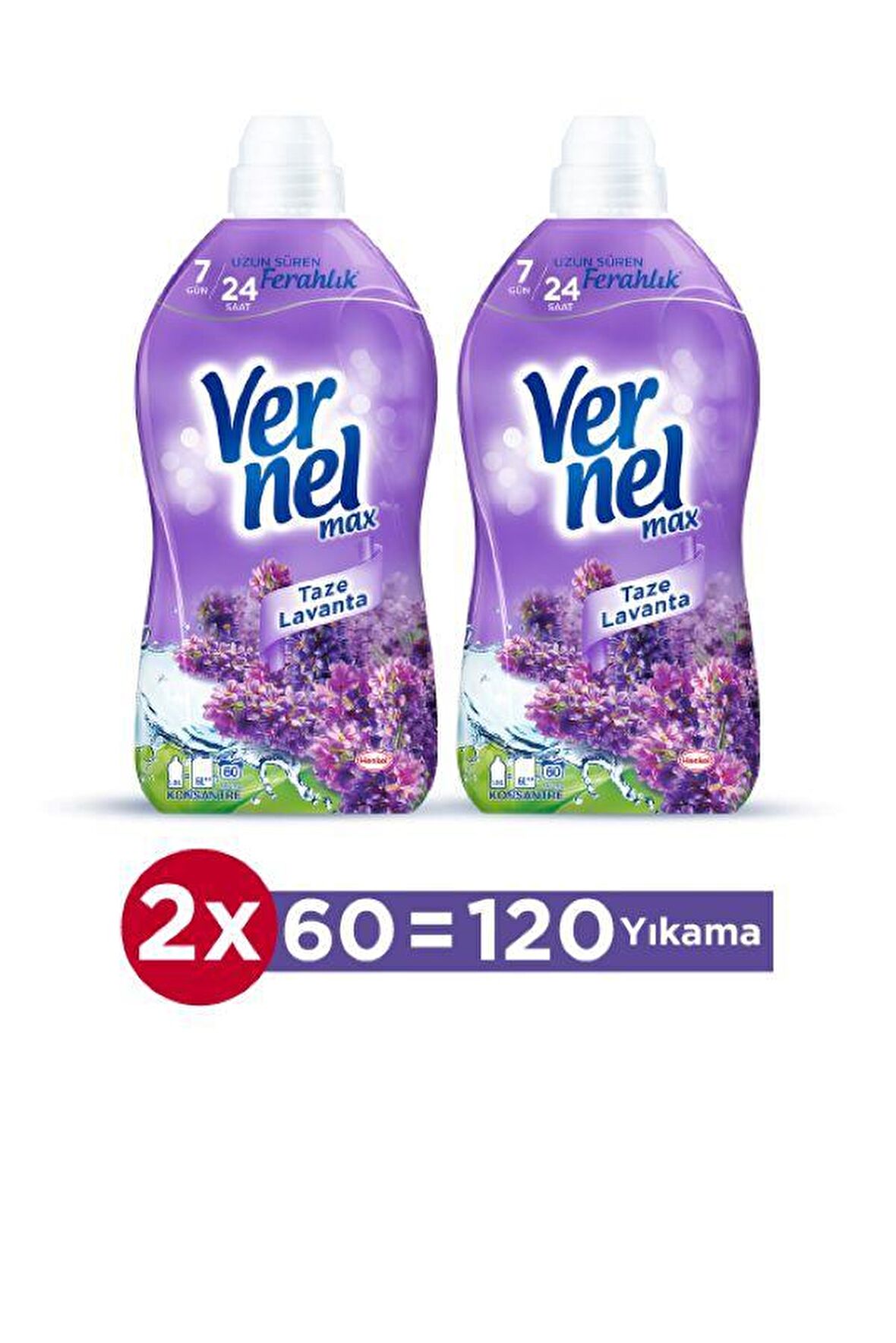 Vernel Max Taze Lavanta Beyazlar ve Renkliler İçin Konsantre Yumuşatıcı 2 x 1440 ml 120 Yıkama