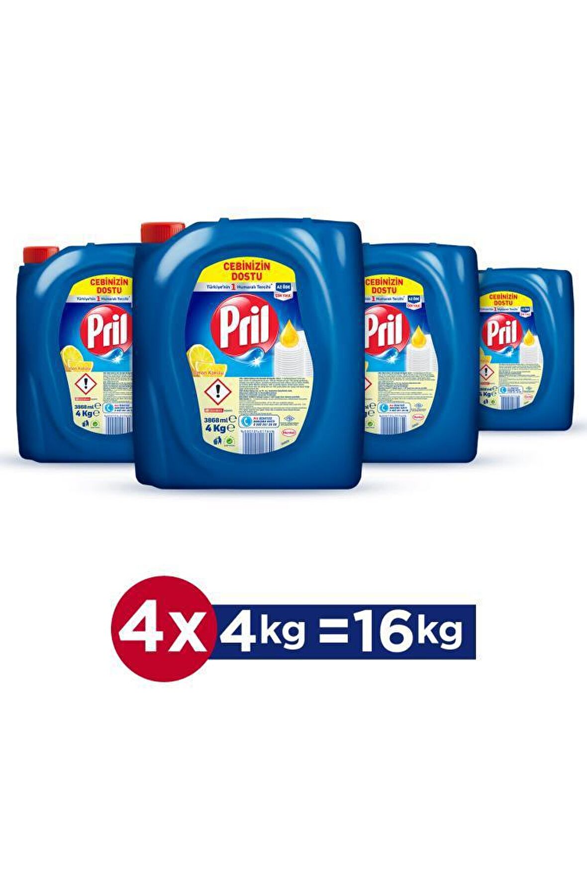 Pril Limonlu Sıvı Elde Yıkama Deterjanı 4 x 4 kg 