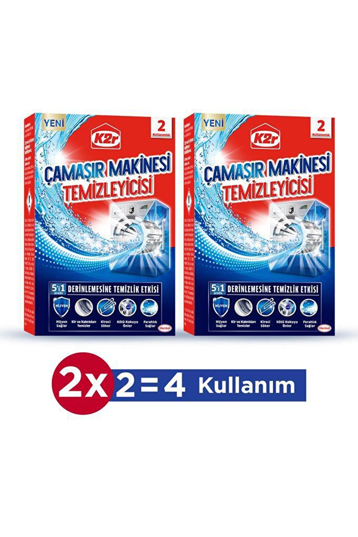 K2R Çamaşır Makinesi Temizleyicisi 2'li Set (4 Kullanımlık) 