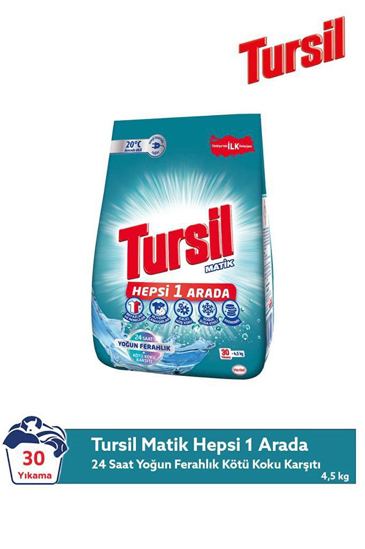 Tursil Matik Hepsi 1 Arada 4,5 kg Toz Çamaşır Deterjanı 30 Yıkama Yoğun Ferahlık