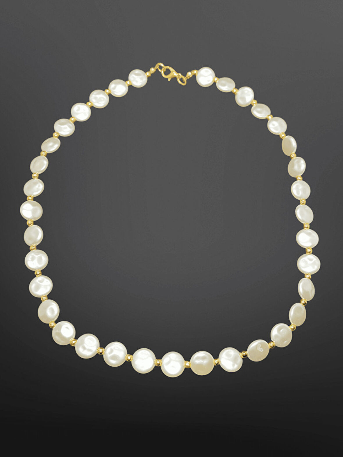 Yassı Detay Bohem Şık İnci Model Parlayan Bijuteri Kolye | Minimalist Tasarım