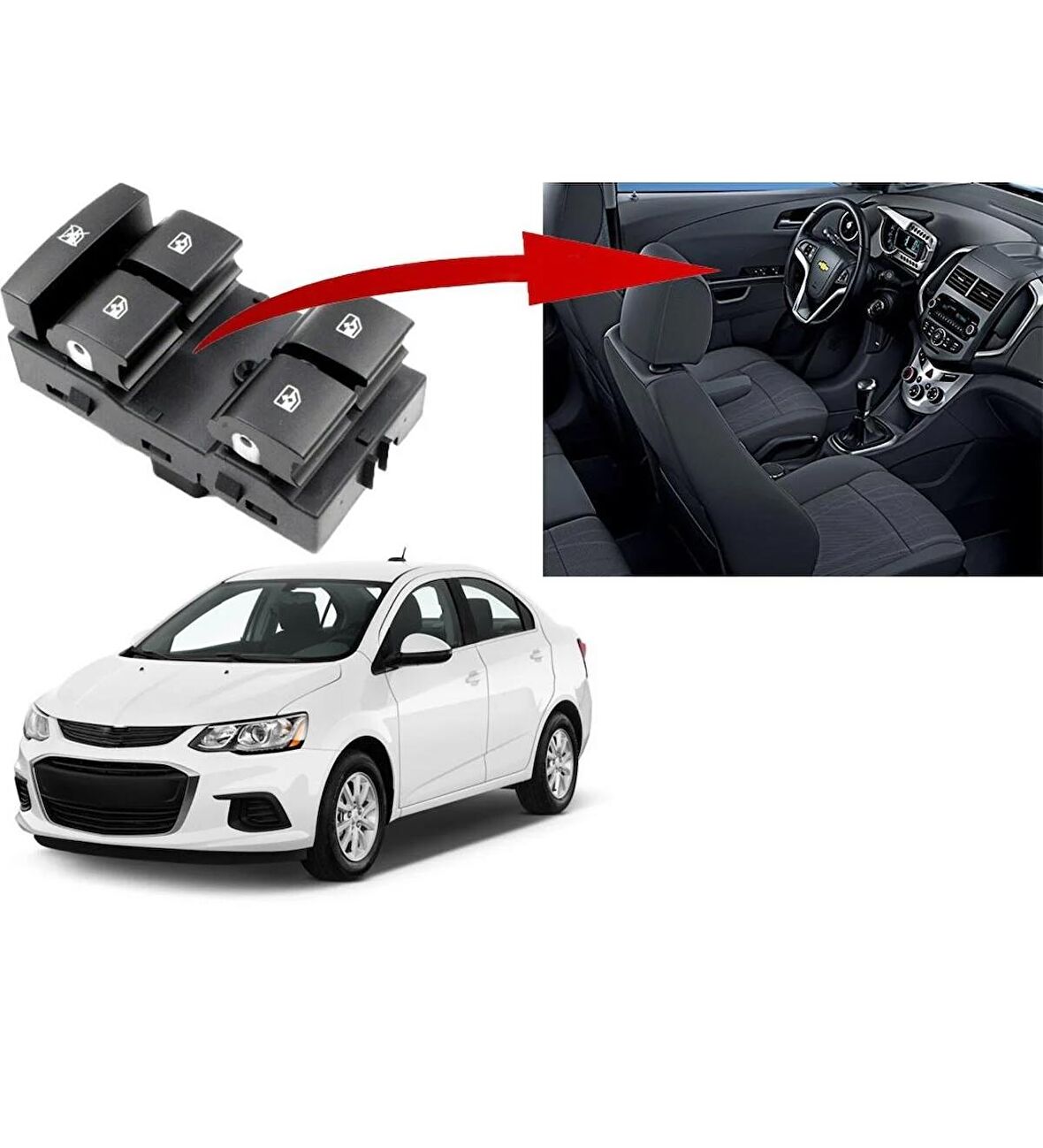 CHEVROLET AVEO CAM DÜĞMESİ SOL DÖRTLÜ 2011--2014