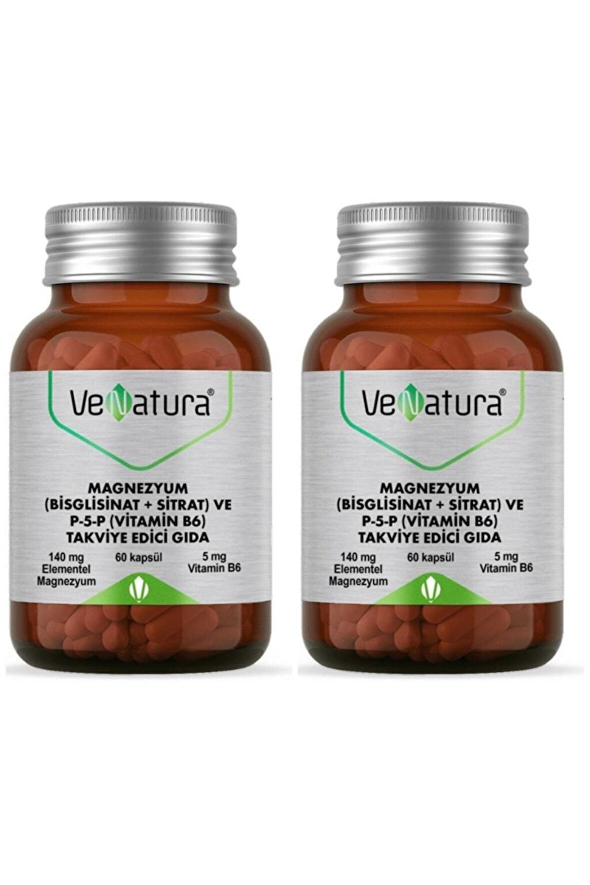 VeNatura Magnezyum Bisglisinat+Sitrat+P5P+B6 60 Kapsül 2 Adet