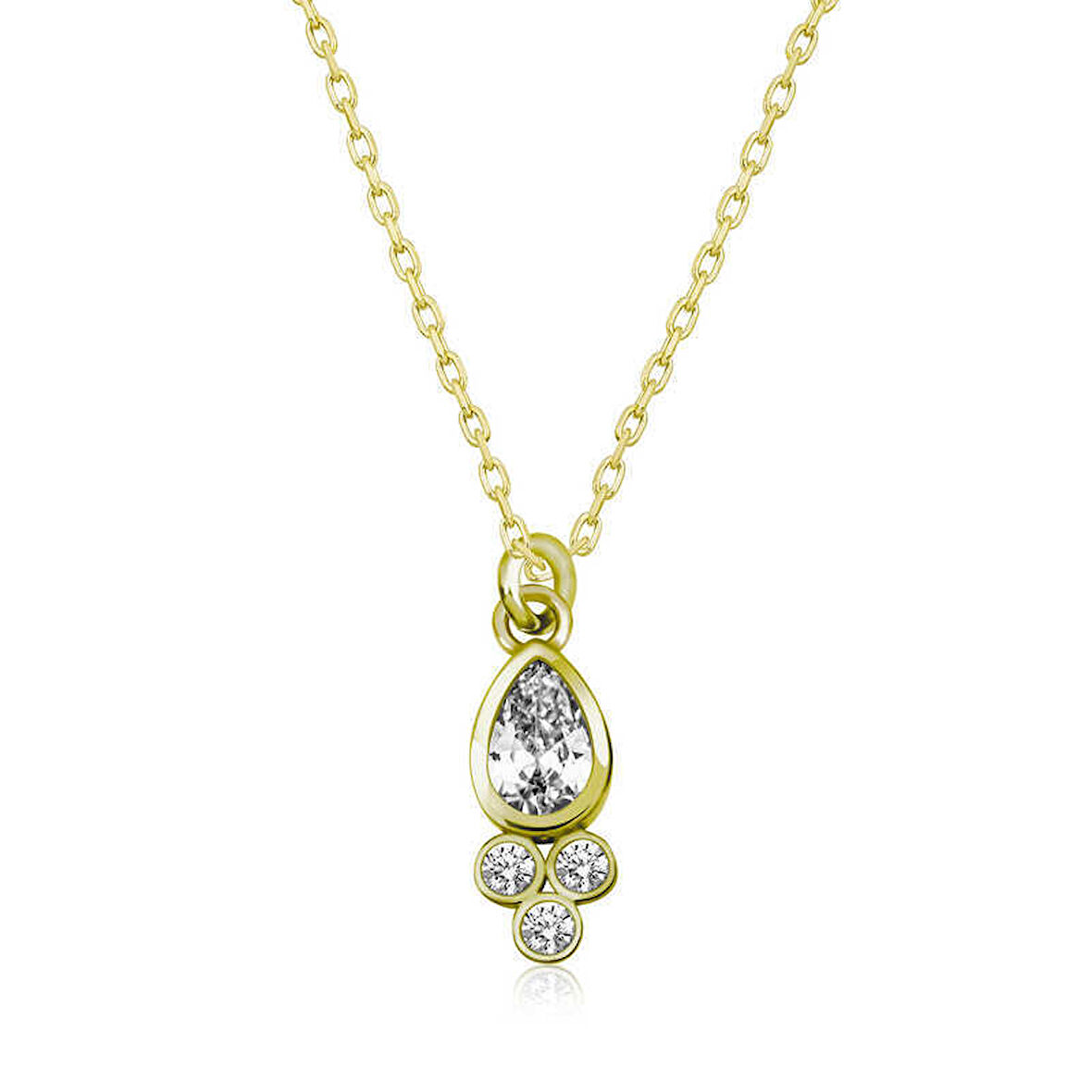 Gümüş Gold Çiğ Damlası Tektaş Kadın Kolye