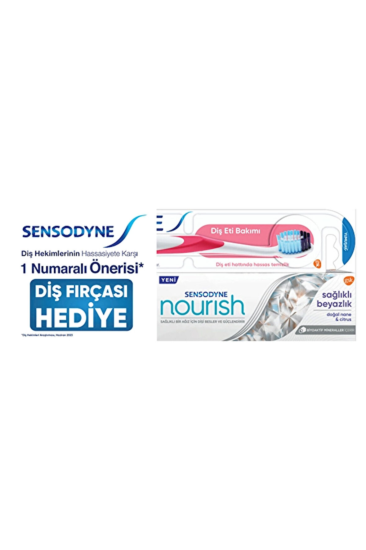 Sensodyne Nourish Diş Macunu 50 ml + Diş Eti Bakım Diş Fırçası