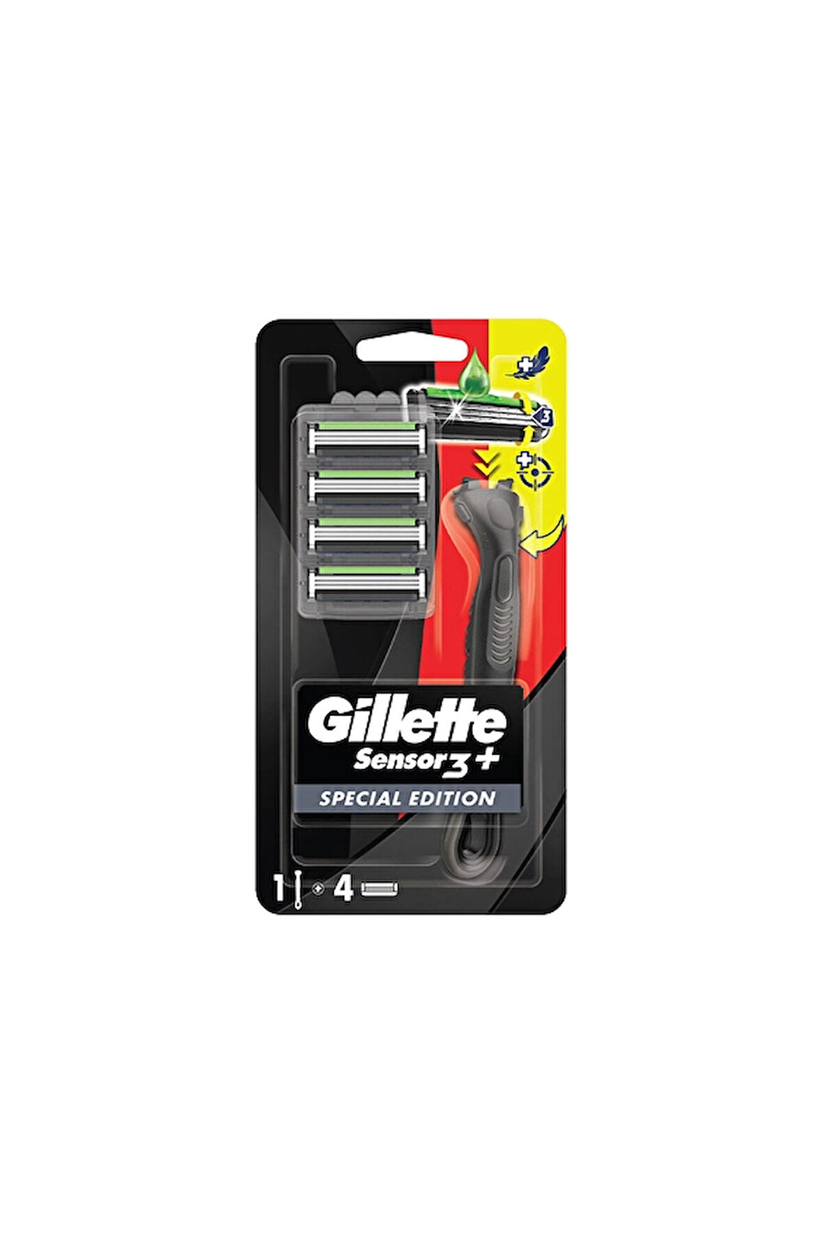 Gillette Sensor3 Plus Black Tıraş Makinesi + 4'lü Yedek Başlık