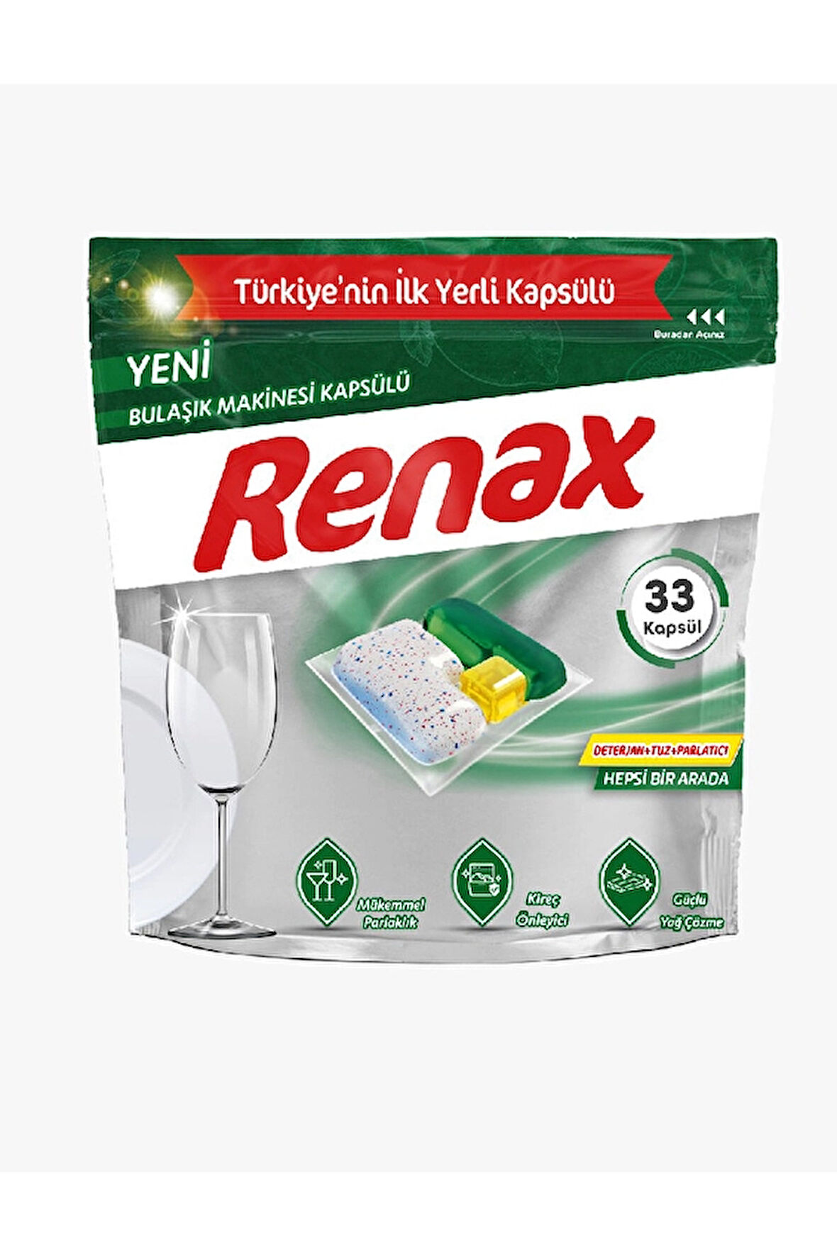Renax Bulaşık Makinası Tableti Hepsi Bir Arada 33'lü