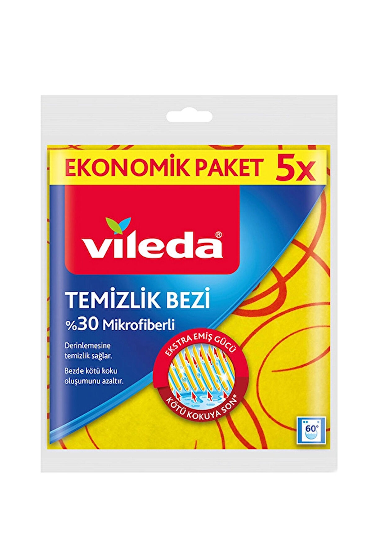 Vileda %30 Mikrofiber Düz 5'li Temizlik Bezi