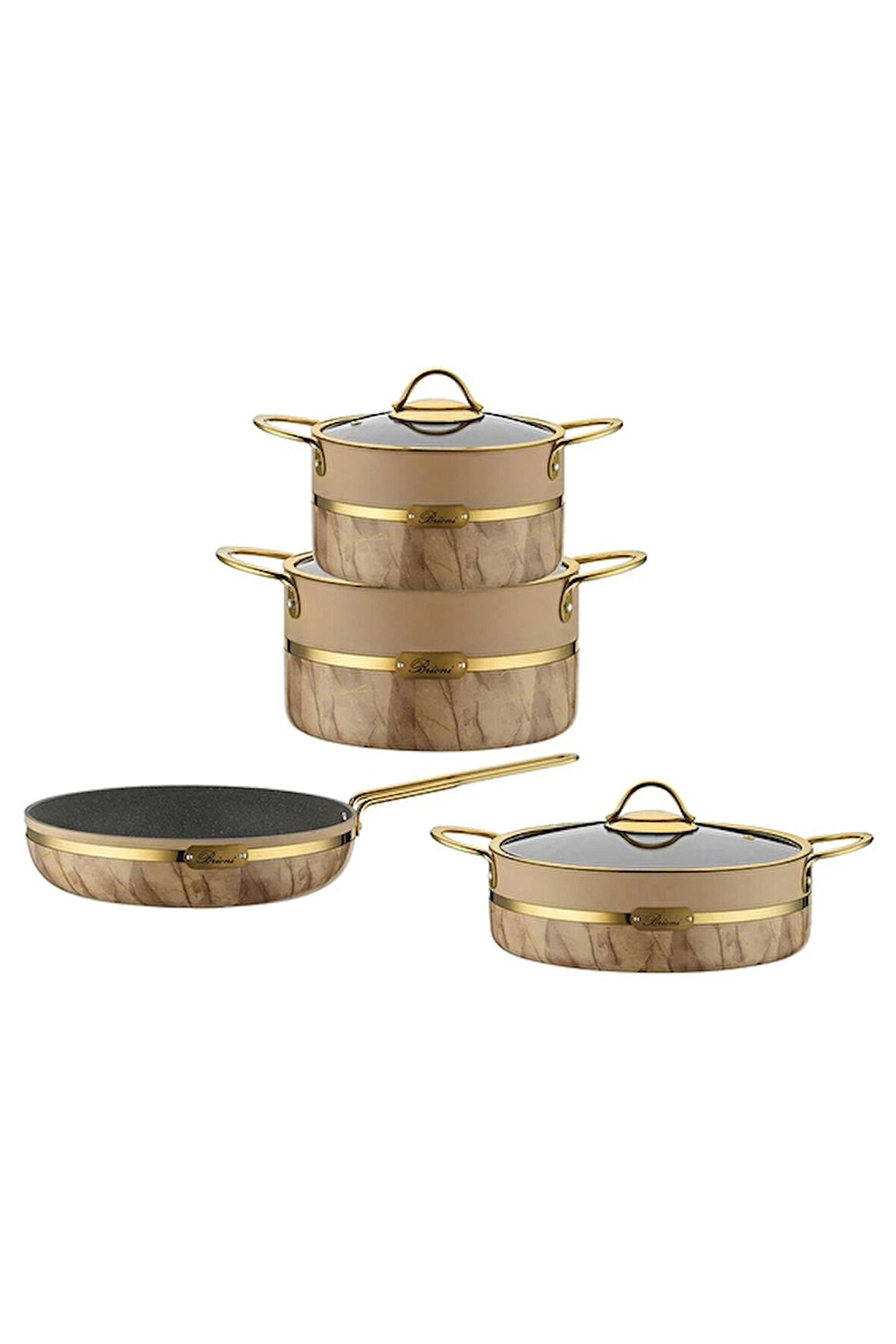 Brioni Selection Plus Granit Tencere Seti 7 Parça Krem