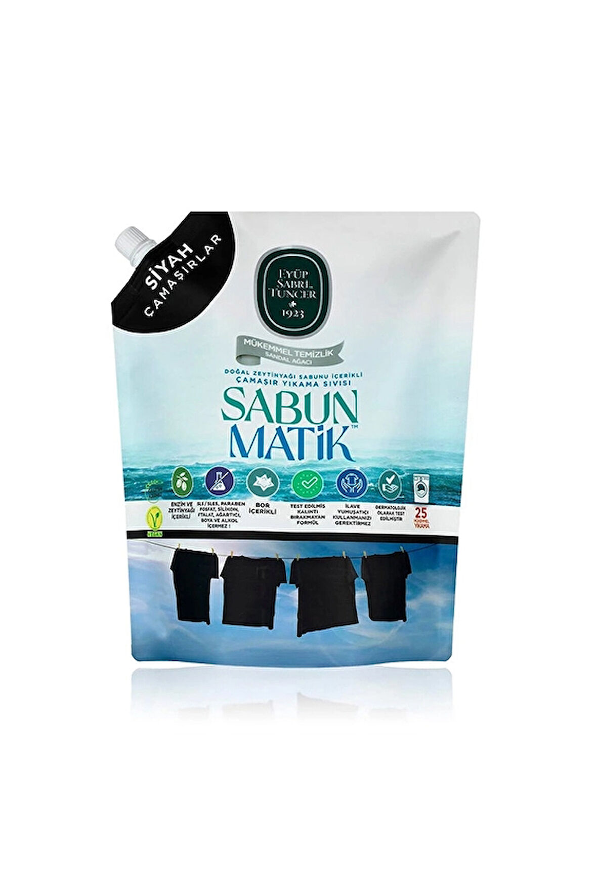 Doğal Zeytinyağı İçerikli Çamaşır Yıkama Sıvısı Siyahlar 1,5 Lt Doypack