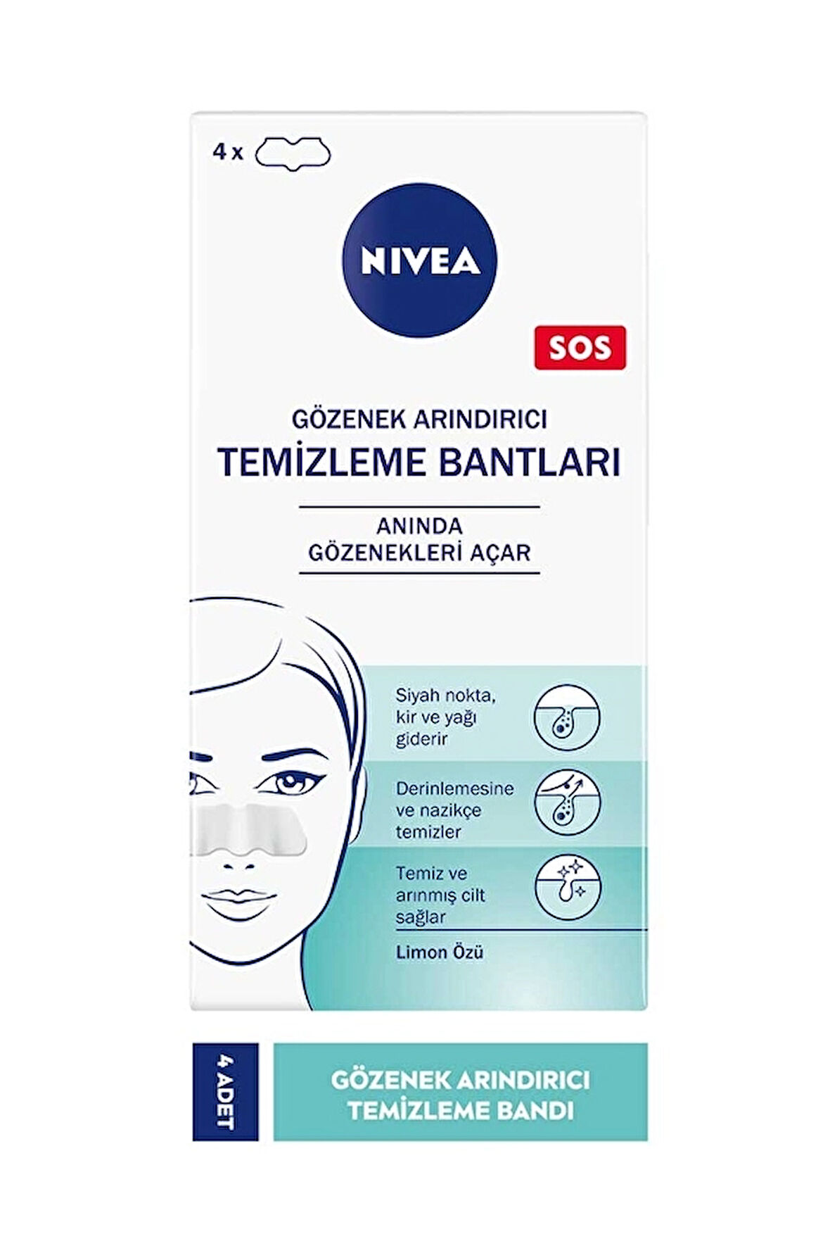 2 ADET  Nivea Gözenek Arındırıcı Temizleme Bantları 4'lü