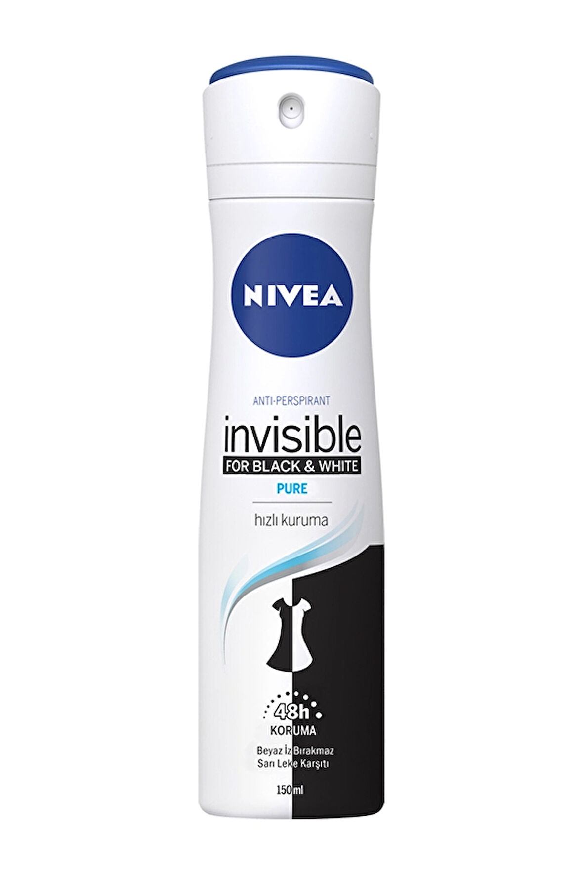 2 ADET  Nivea Deodorant Invisible Black&White Pure 150 ml