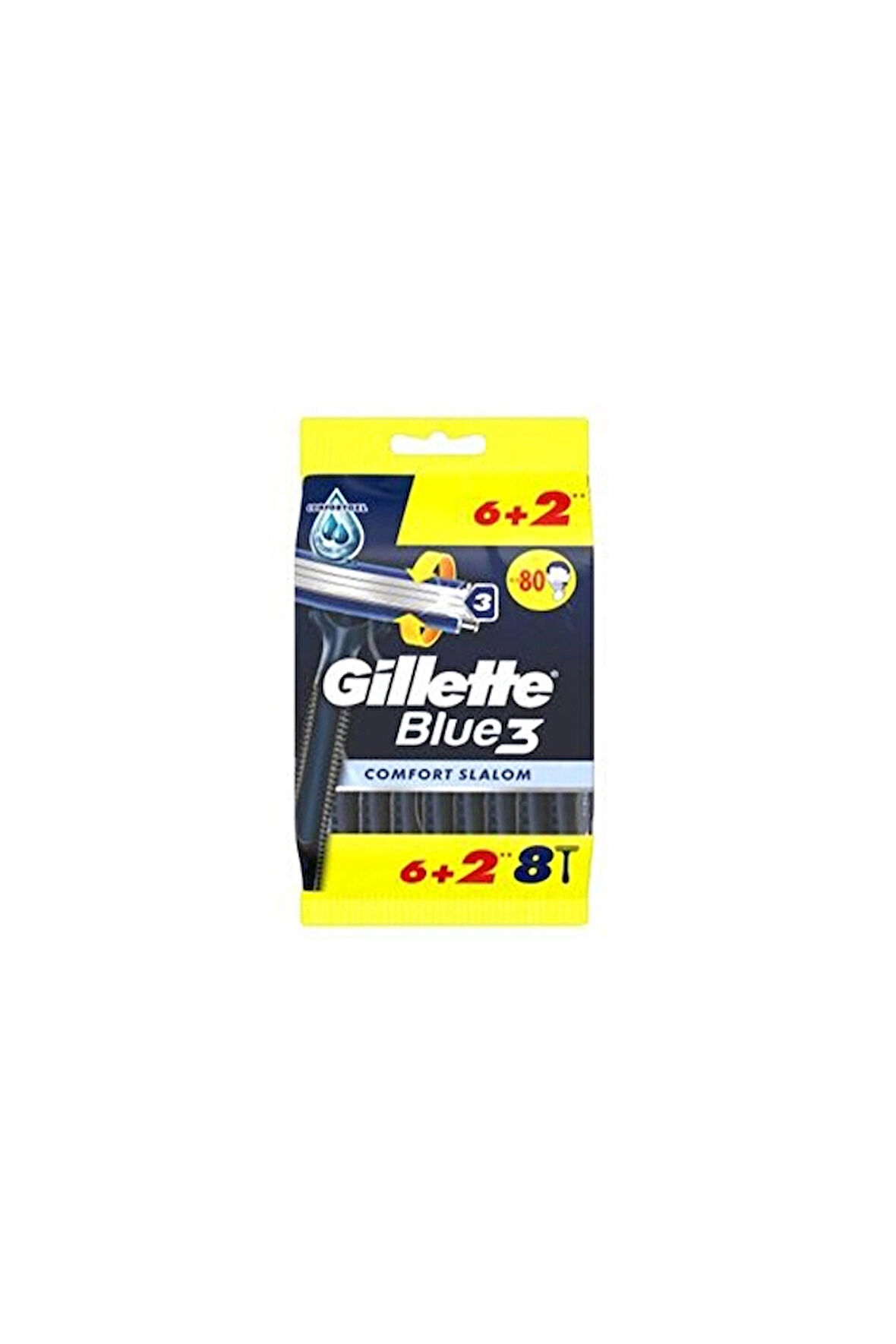 2 ADET  Gillette Blue3 Tıraş Bıçağı 6+2 Comfort Slalom