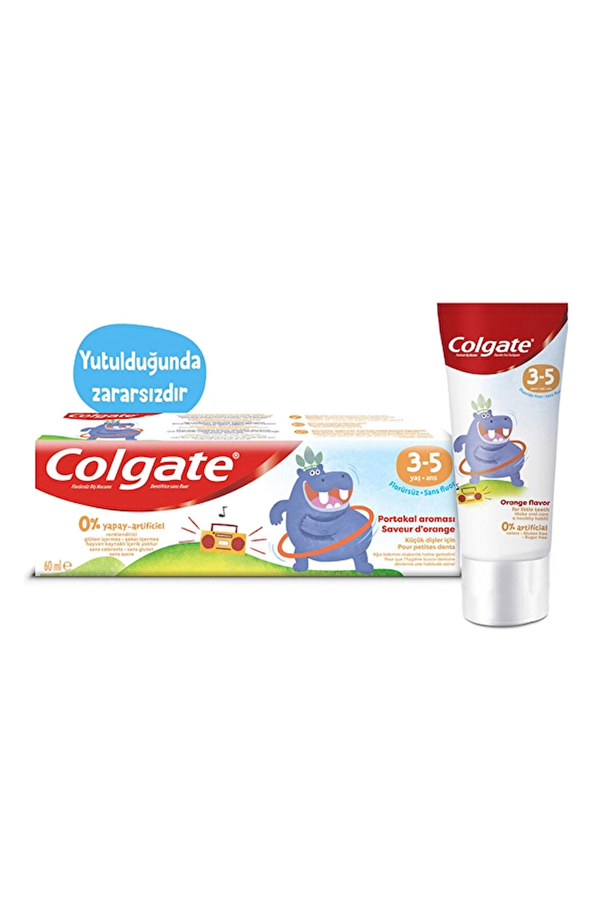 2 ADET  Colgate Diş Macunu Çocuk Florürsüz 3-5 Yaş 60 ml