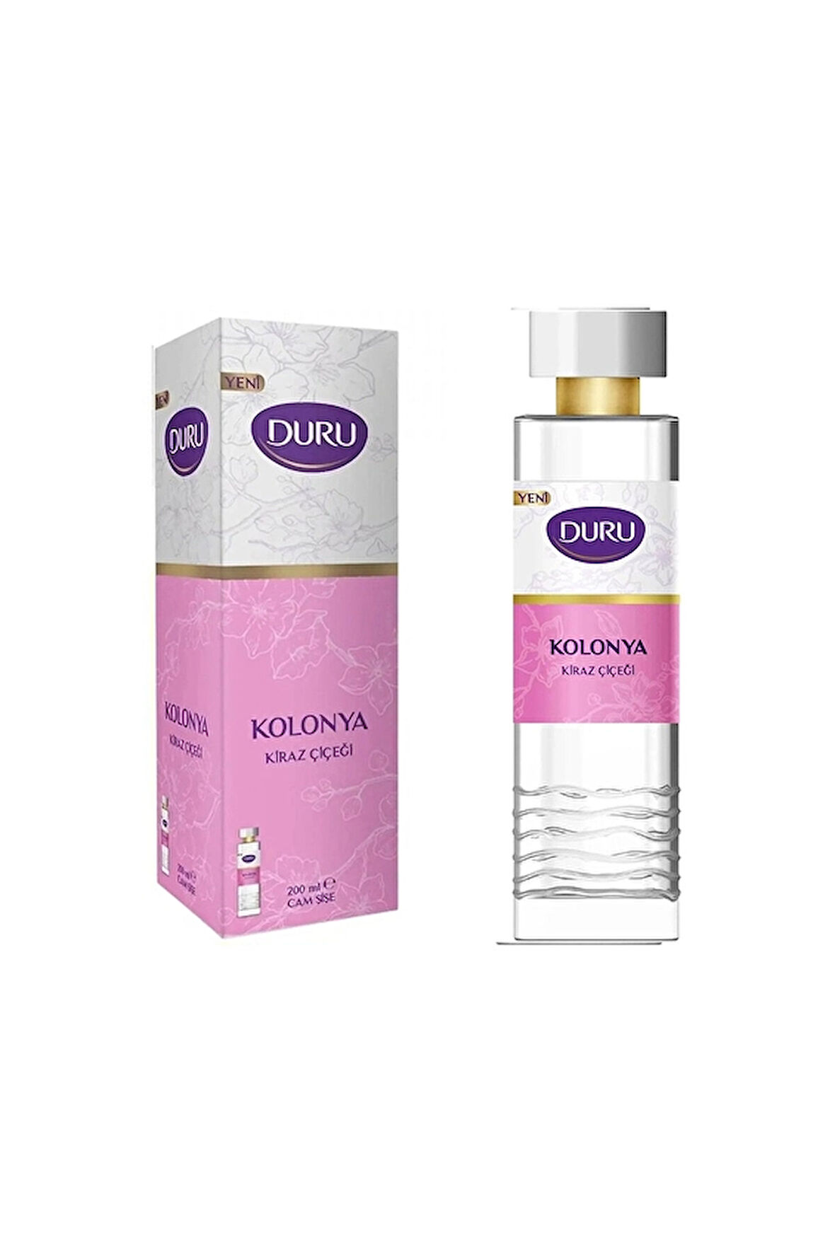 2 ADET  Duru Cam Şişe Kiraz Çiçeği Kolontası 200 ml