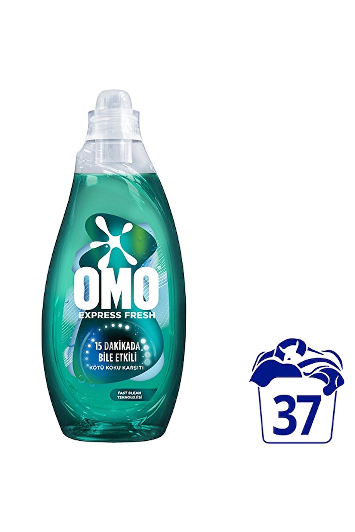 2 ADET  Omo Express Fresh Sıvı Bakım Deterjanı Kötü Koku Karşıtı Beyazlar ve Renkliler 37 Yıkama 1480 ml