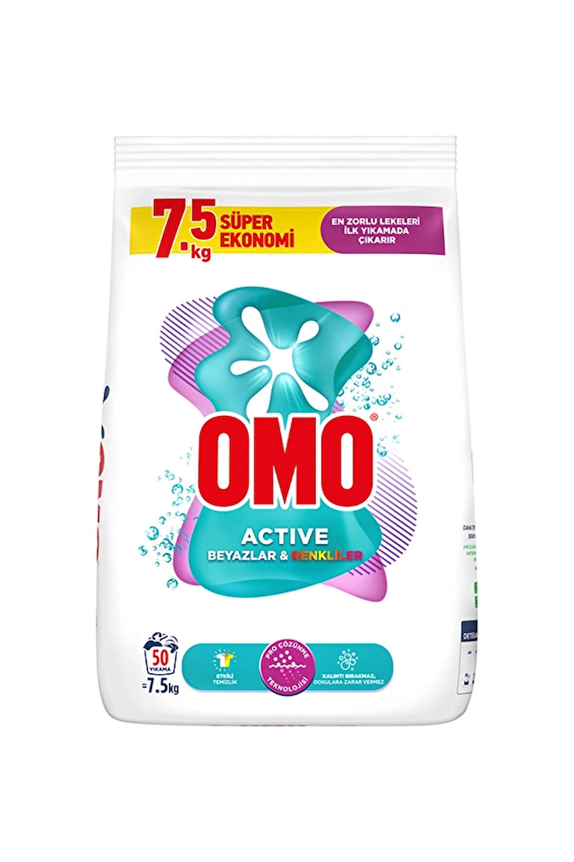 2 ADET  Omo 7,5 kg Toz Deterjanı Renkli ve Beyaz
